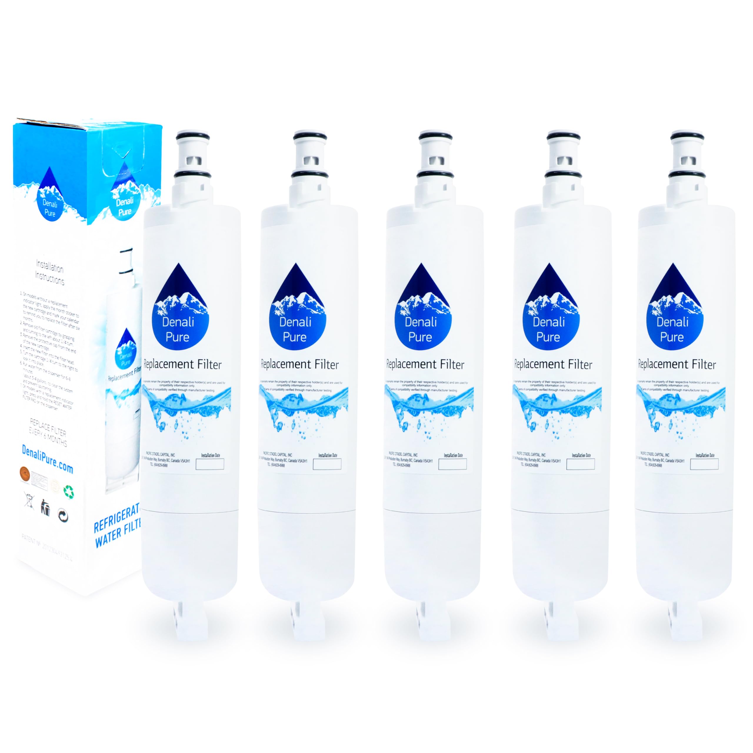 5-Pack Kenmore Refrigerator Water Filter Replacement - Compatible with Sears/Kenmore 46-9010, 46-9902, 46-9908 & Model 10652572202 - Pure Drinking Water for Home, Office, and RV Use