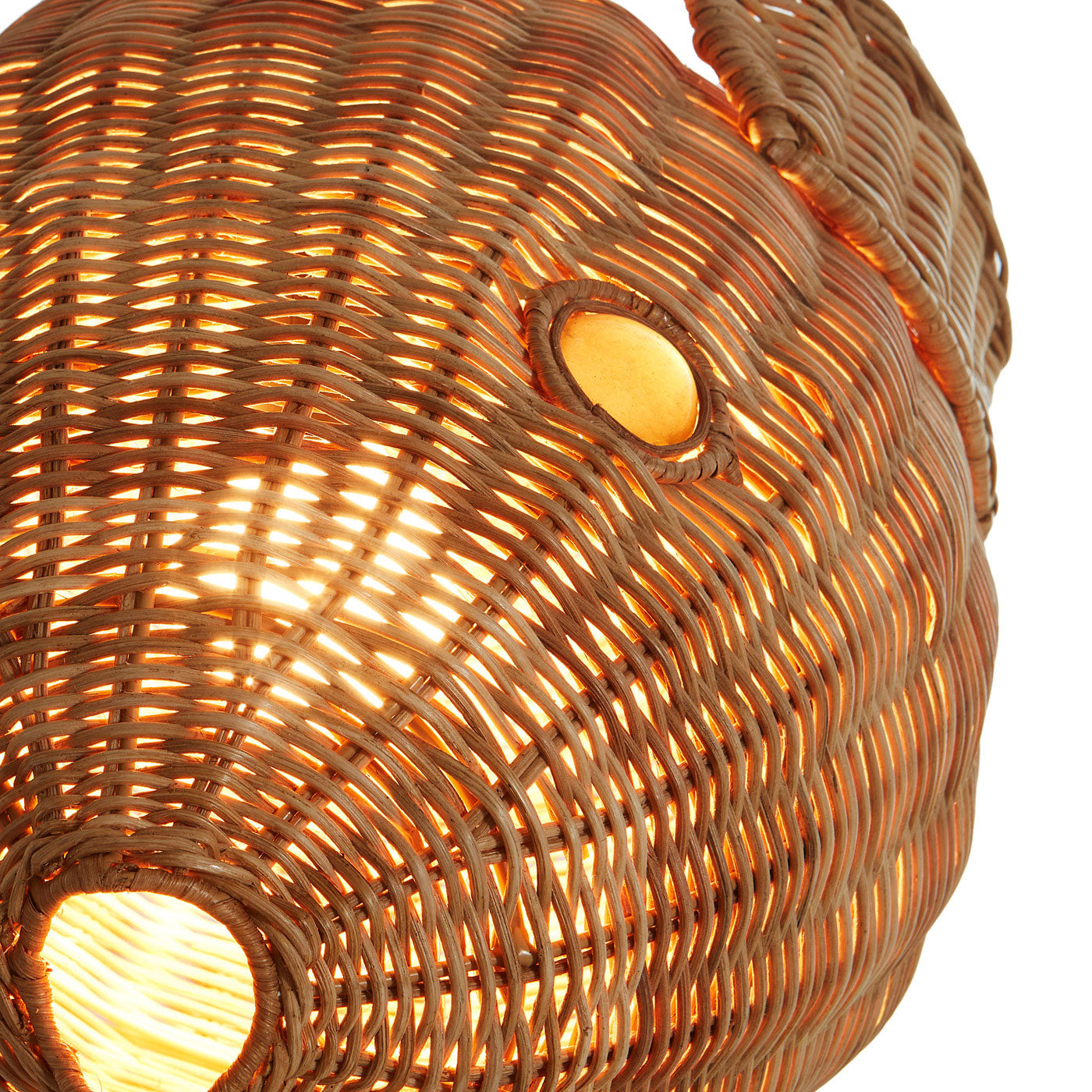Handwoven Wicker Blowfish Small Pendant Light - Natural Rattan Hanging Decor for Beach House, Boho Bedroom, or Coastal Living Room