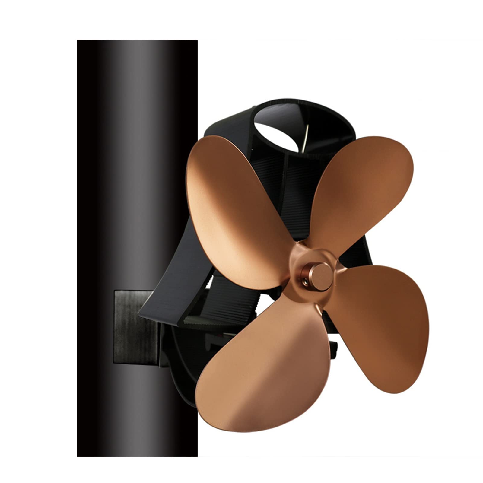 4 Blades Stove Fan - Silent Wall Mounted Fireplace Fan for Efficient Heat Distribution - Works with Wood, Gas, Pellet & Log Burning Stoves - Bronze Finish - Perfect for Home Heating, Cabin Warmth & Energy Savings
