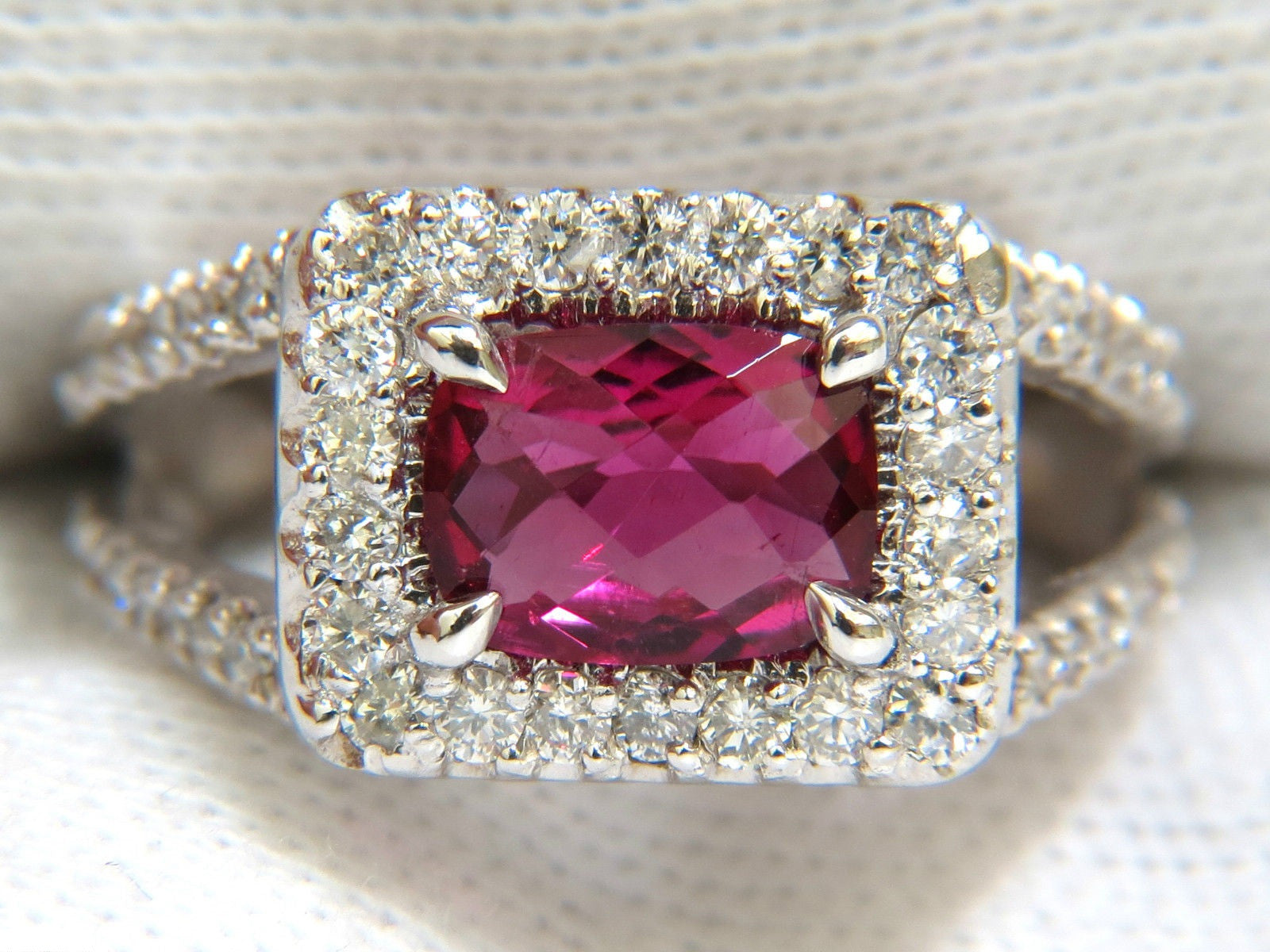 2.73CT Natural Bright Pink Tourmaline Diamond Ring in 14KT Gold - Elegant Split Shank Design for Weddings, Anniversaries & Special Occasions