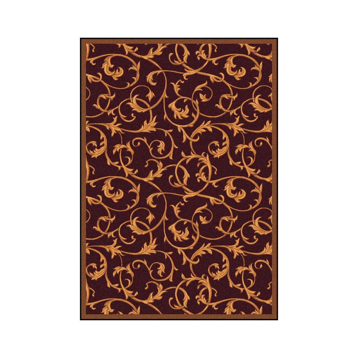 Joy Carpets Any Day Matinee Acanthus Theater Area Rug - Burgundy Red Handmade Wool Carpet for Living Room, Bedroom & Home Decor (8'x10') - Perfect for Theaters, Family Rooms and Cozy Spaces