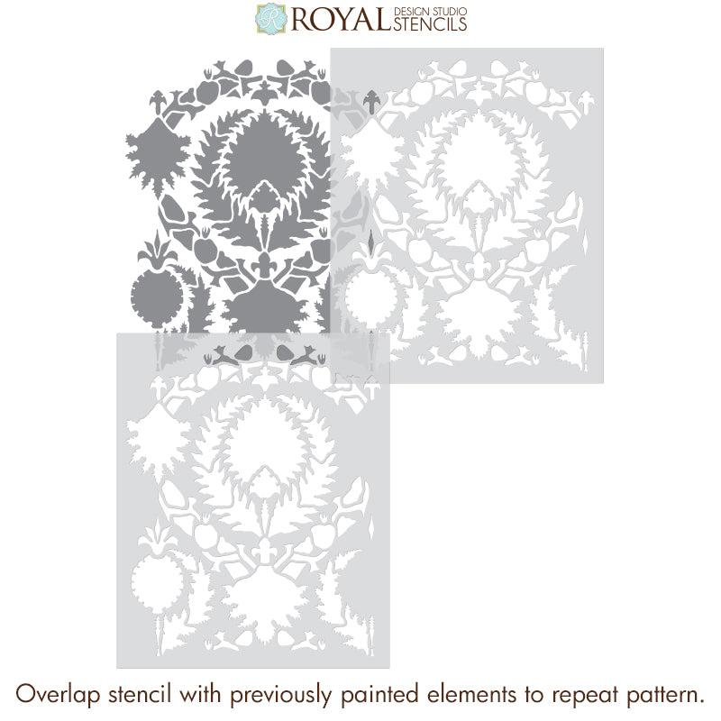 Handmade Silk Road Suzani Wall Stencil - Traditional Floral Pattern for DIY Home Decor, Wall Painting & Boho Interior Design