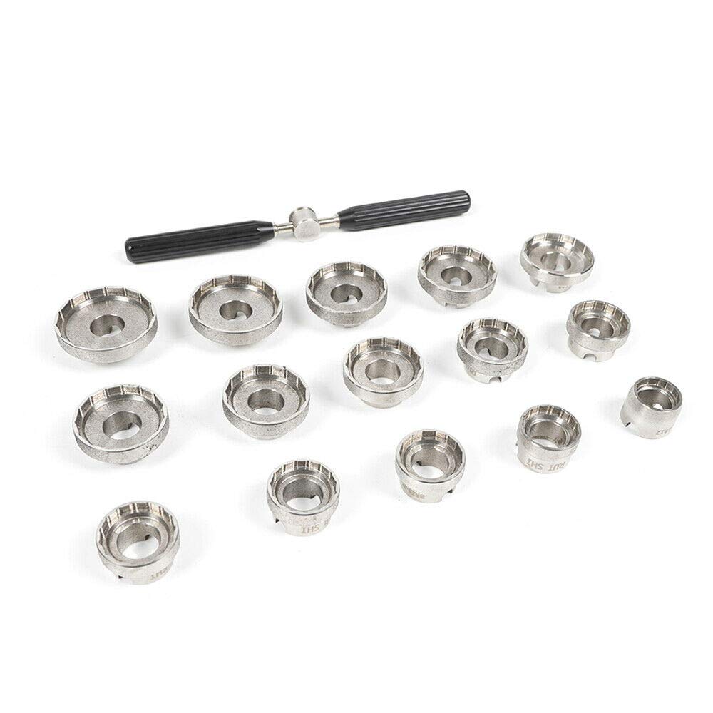 **15-Piece Watch Back Case Opener Die Set for Breitling – Professional Watch Repair Tool Kit with Bottle Opener – Perfect for Watchmakers & DIY Enthusiasts**    *(Use Case: Ideal for watch repair, battery replacement, and DIY maintenance on Breitling and other luxury watches.)*