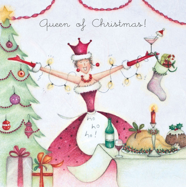 Berni Parker Designs Queen Of Christmas Greeting Card - Perfect for Holiday Wishes, Festive Decor & Gift Giving
