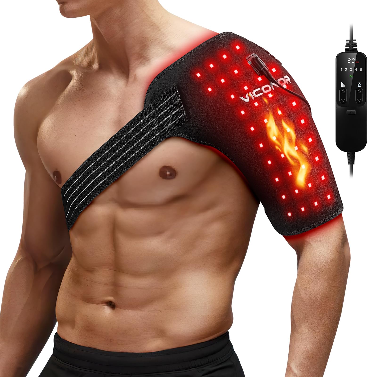 Red Light Therapy Shoulder Wrap - 660nm & 850nm Infrared Heating Pad for Shoulder Pain Relief, Joint & Muscle Recovery | Portable Light Therapy Device for Home Use, Office, and Post-Workout Recovery