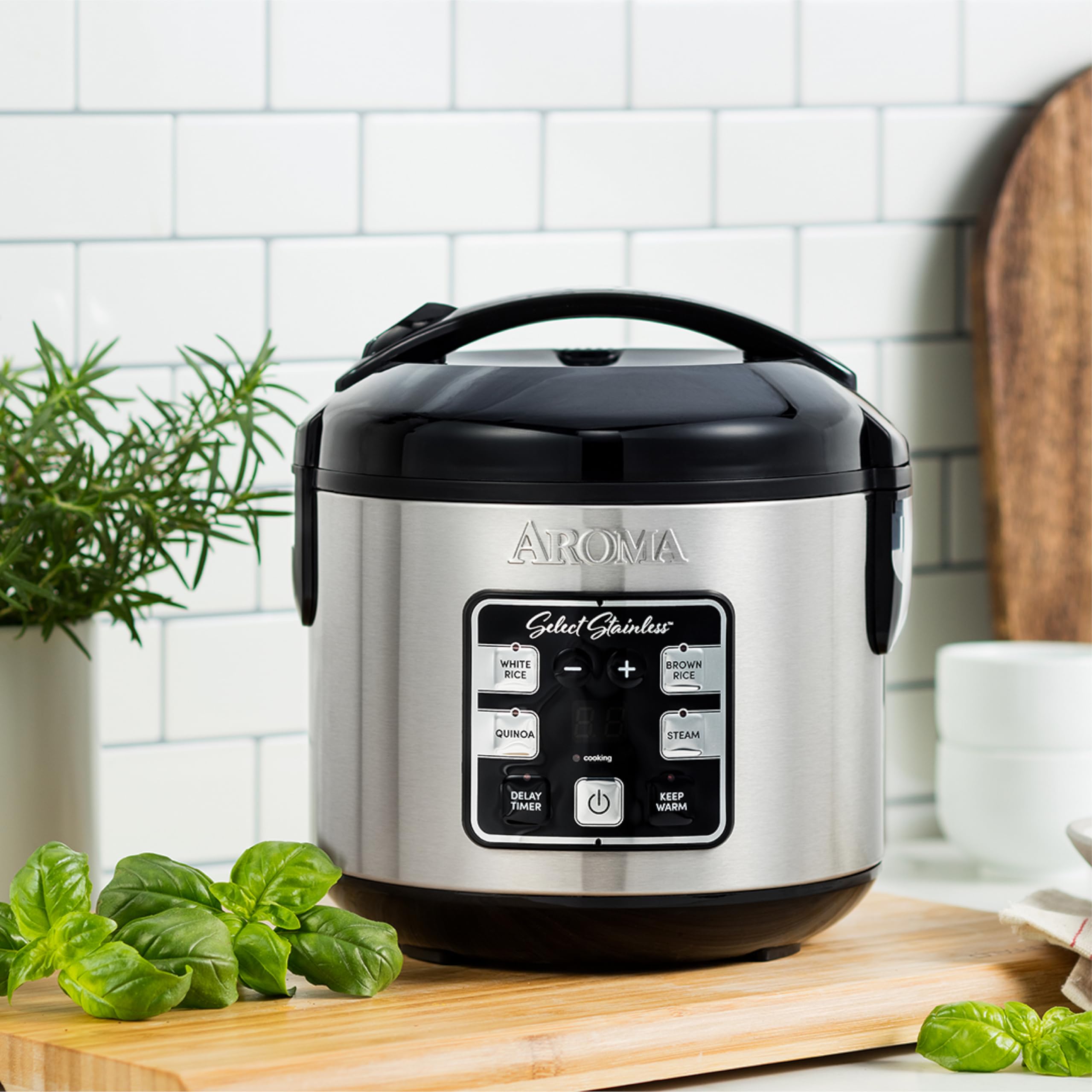 Aroma Housewares ARC-914SBDS 4-Cup Uncooked Digital Rice Cooker & Multicooker - Stainless Steel Grain Cooker for Perfect Rice, Quinoa, Oatmeal - Ideal for Small Kitchens, Dorms & RVs
