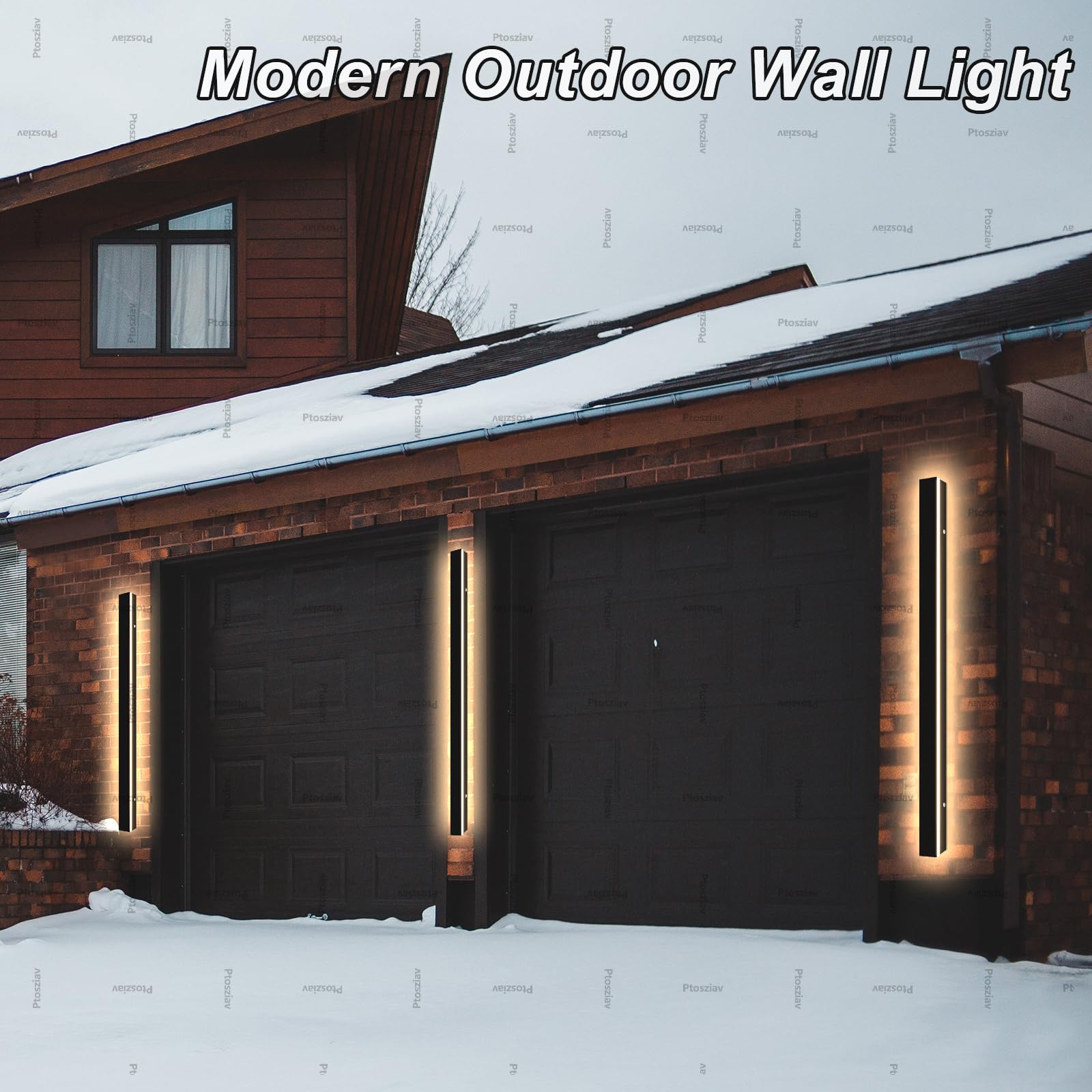 Modern Outdoor Wall Lights - IP65 Waterproof Dimmable LED Wall Sconce for Patio, Porch, Garage & Garden - Black Long Exterior Lighting Fixture (31.4 inch) - Perfect for Home Security & Landscape Illumination