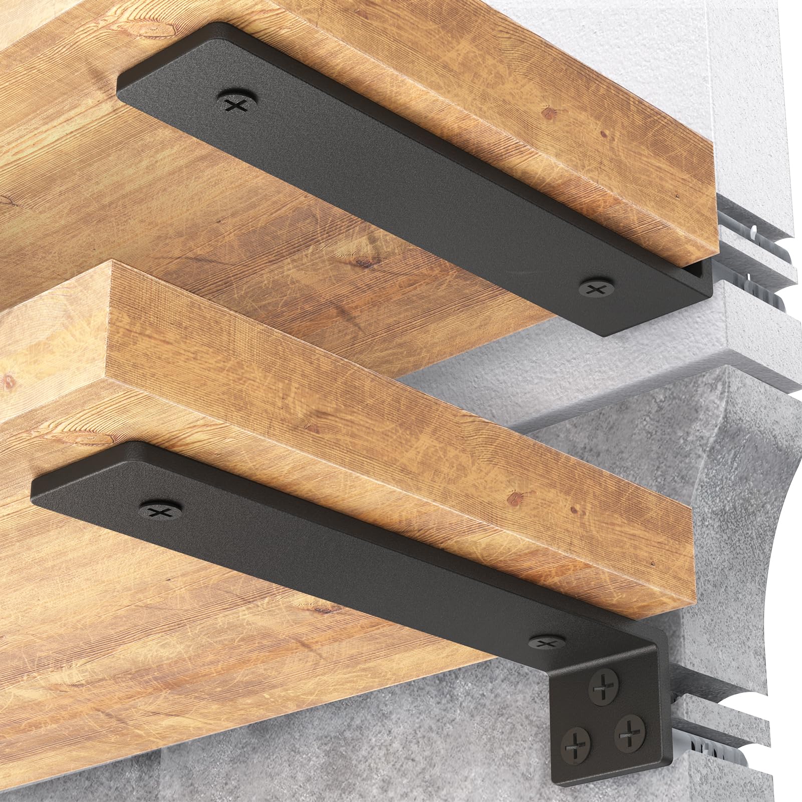 WELDUN Heavy Duty L Shelf Brackets - 4 Pack, 15 cm Wall Mounted Shelving Supports with 70 kg Load Capacity - Perfect for Kitchen, Bathroom & Garage Storage