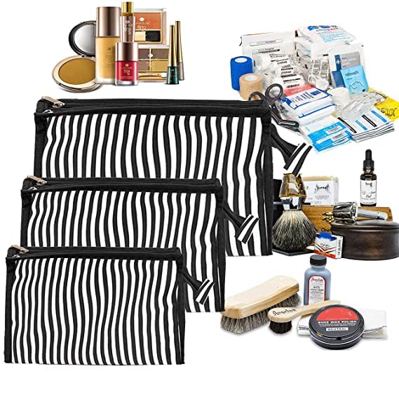Premium Cosmetic Bag Set for Men & Women - Waterproof Travel Toiletry Organizer with Zippered Pouch, Makeup Storage Case (Black, 9.6x4.1x5.9 inches) - Perfect for Gym, Business Trips & Vacation Essentials