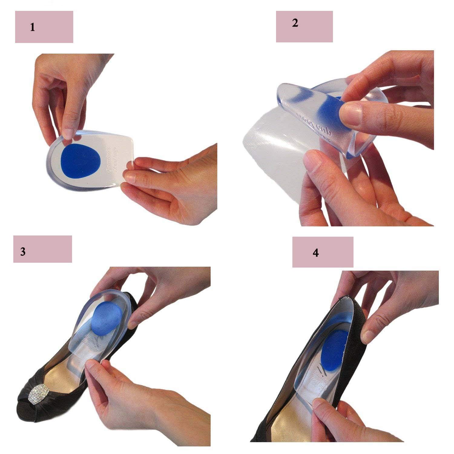 SPAREQUE Gel Heel Cups for Plantar Fasciitis Relief - Silicone Heel Pads for Heel Pain, Bone Spurs & Achilles Tendon Support - Shock Absorbing Cushions for Running, Walking & Standing All Day - Podiatrist Recommended Foot Care Solution