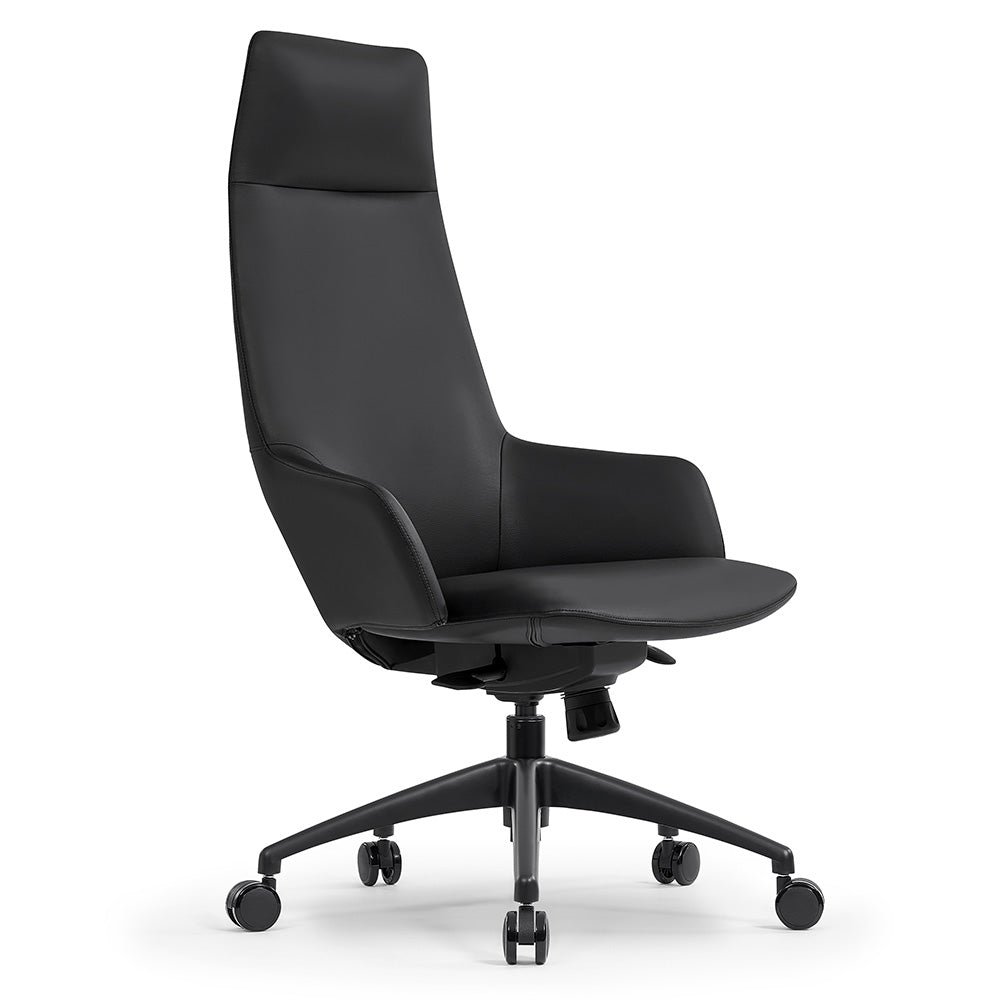 CRUZ Ergonomic High Back Office Chair - Black - Adjustable Lumbar Support & Tilt Mechanism for Home & Office Workspace