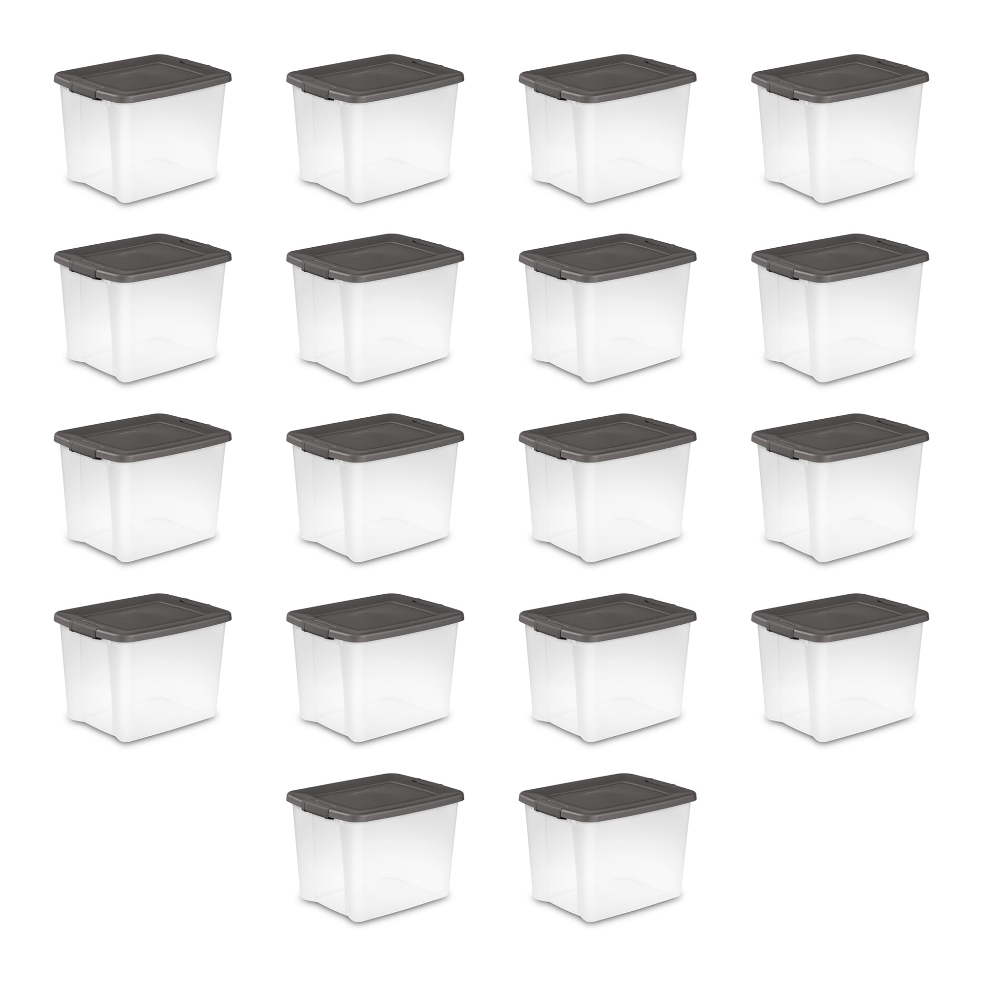 Sterilite 18-Pack 50 Qt Clear Plastic Storage Bins with Lids - Stackable Shelf Totes & Organizer Containers for Home, Office, Garage, and Closet Organization
