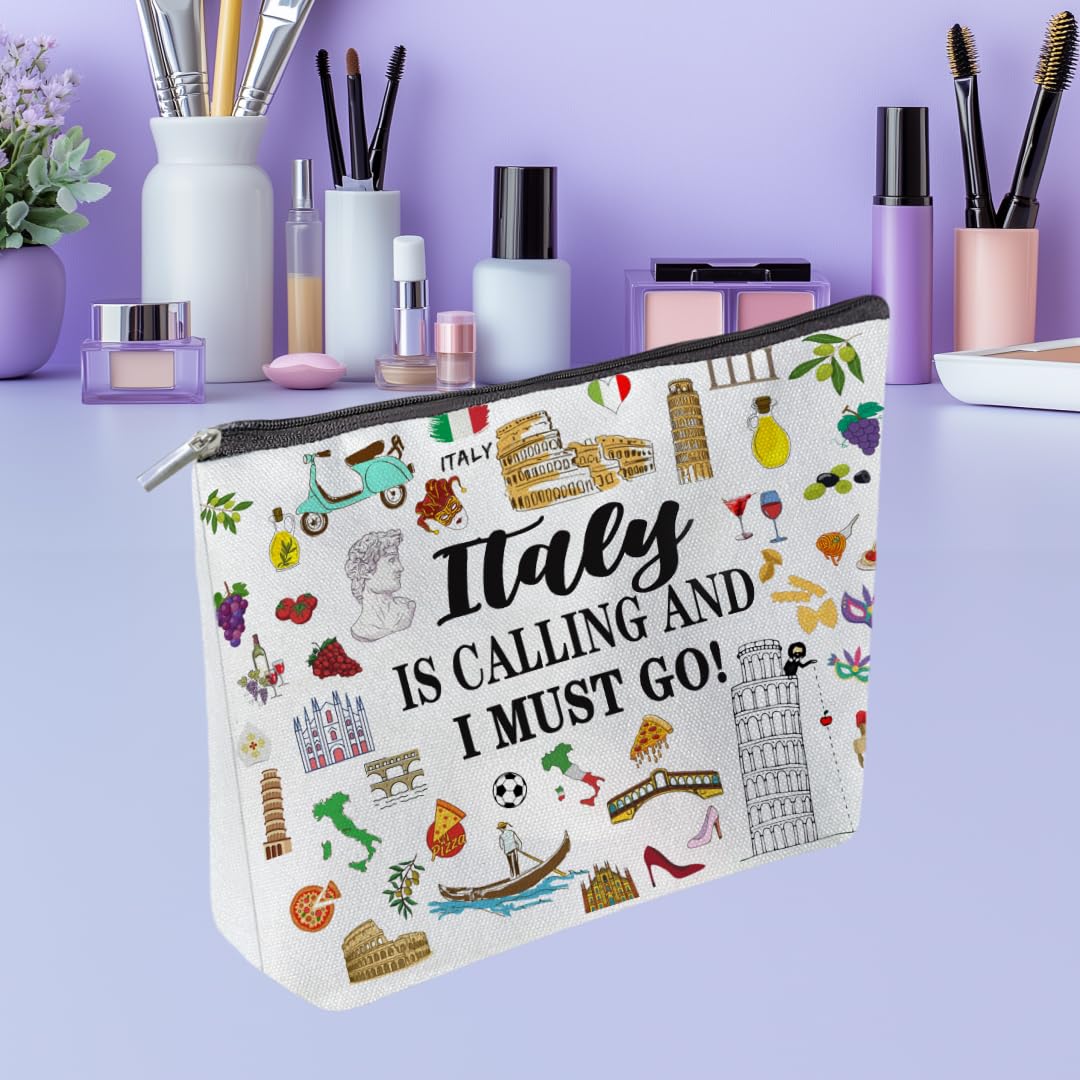 Italy Travel Makeup Bag - Rome Themed Cosmetic Pouch for Besties & Travel Lovers | Perfect Toiletry Organizer for Italy Trips