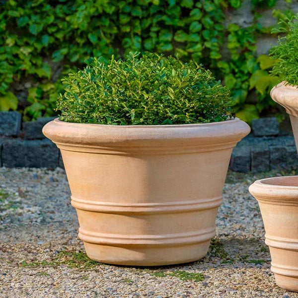 Classic Double Rolled Rim 18.25 Inch Terra Cotta Planter Set of 2 by Campania International - Perfect for Indoor Plants, Outdoor Garden Decor, and Patio Container Gardening
