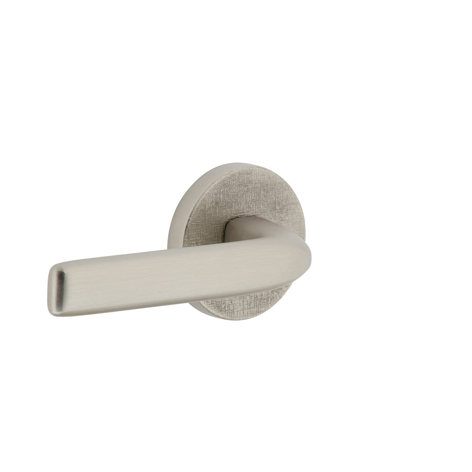 Viaggio Circolo Linen Rosette Passage Door Handle in Satin Nickel - Right Handed Lever for Interior Doors - Perfect for Bedroom, Bathroom & Closet