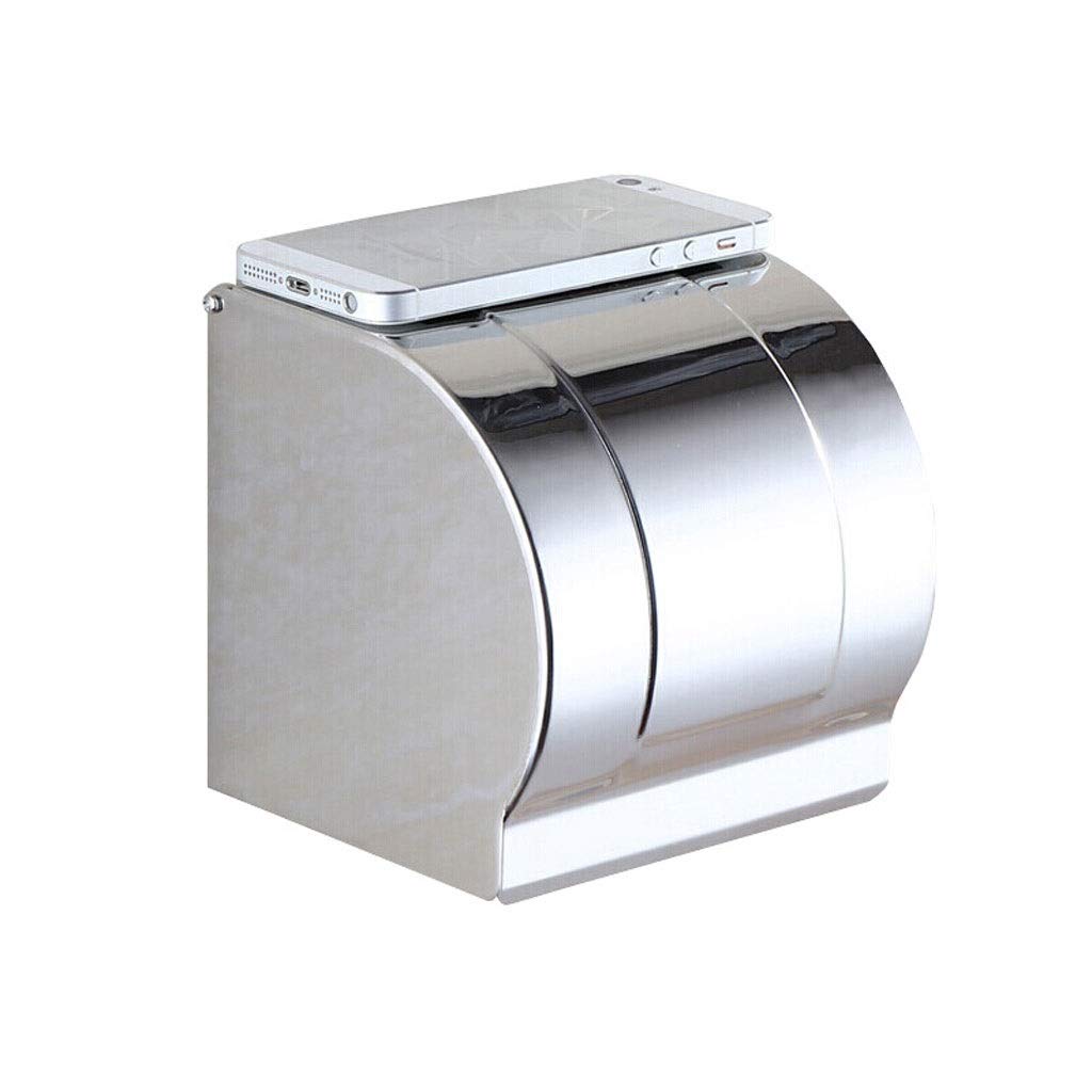 Stainless Steel Wall Mounted Toilet Paper Holder - No Punching Bathroom Tissue Roll Dispenser with Free Standing Option | Durable & Rustproof Bathroom Accessories for Home, Office, and RV Use