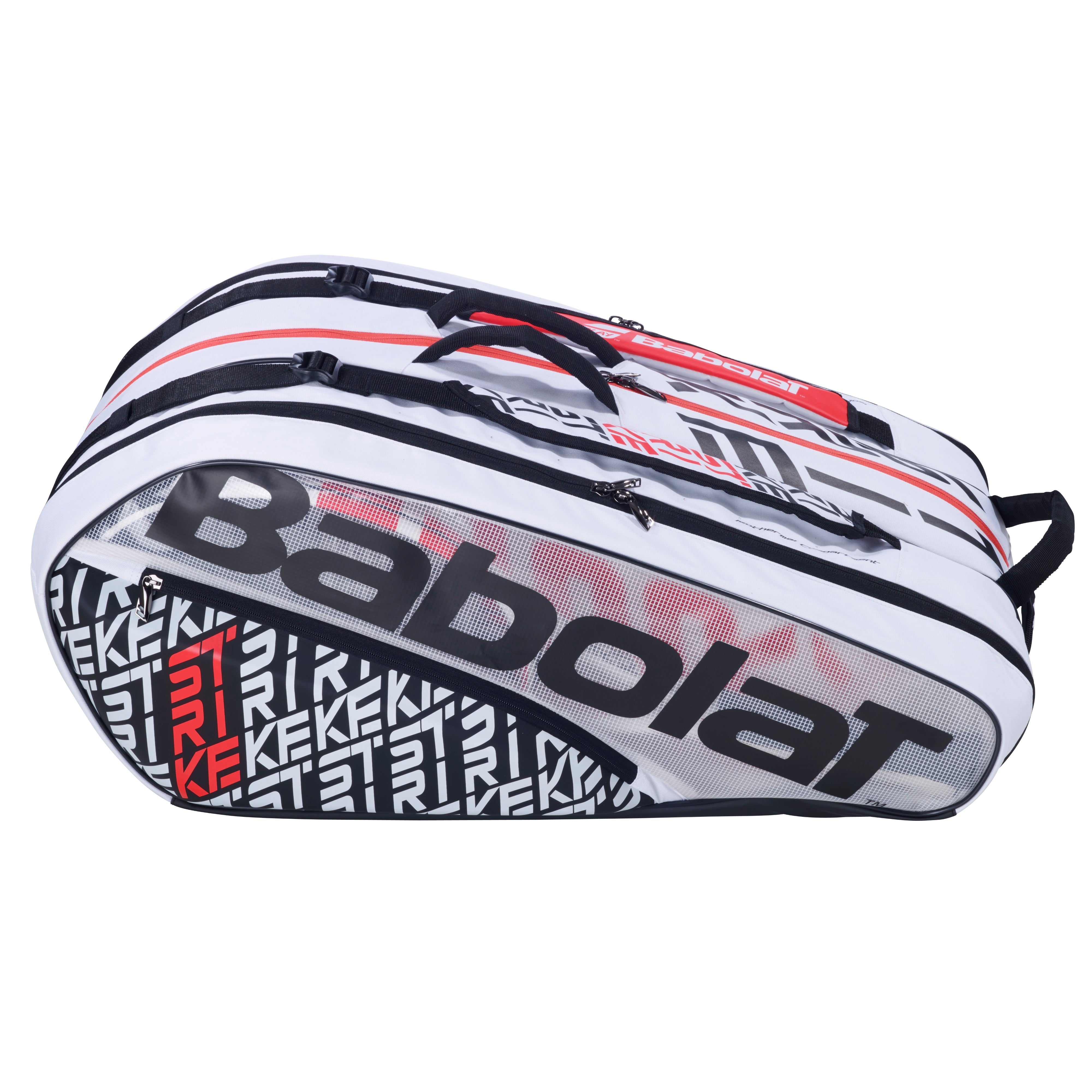 Babolat Pure Strike Tennis Bag 12 Pack - White, Black, Red (Model 173915) | Premium Tennis Gear for Players & Coaches | Perfect for Tournaments, Practice & Travel