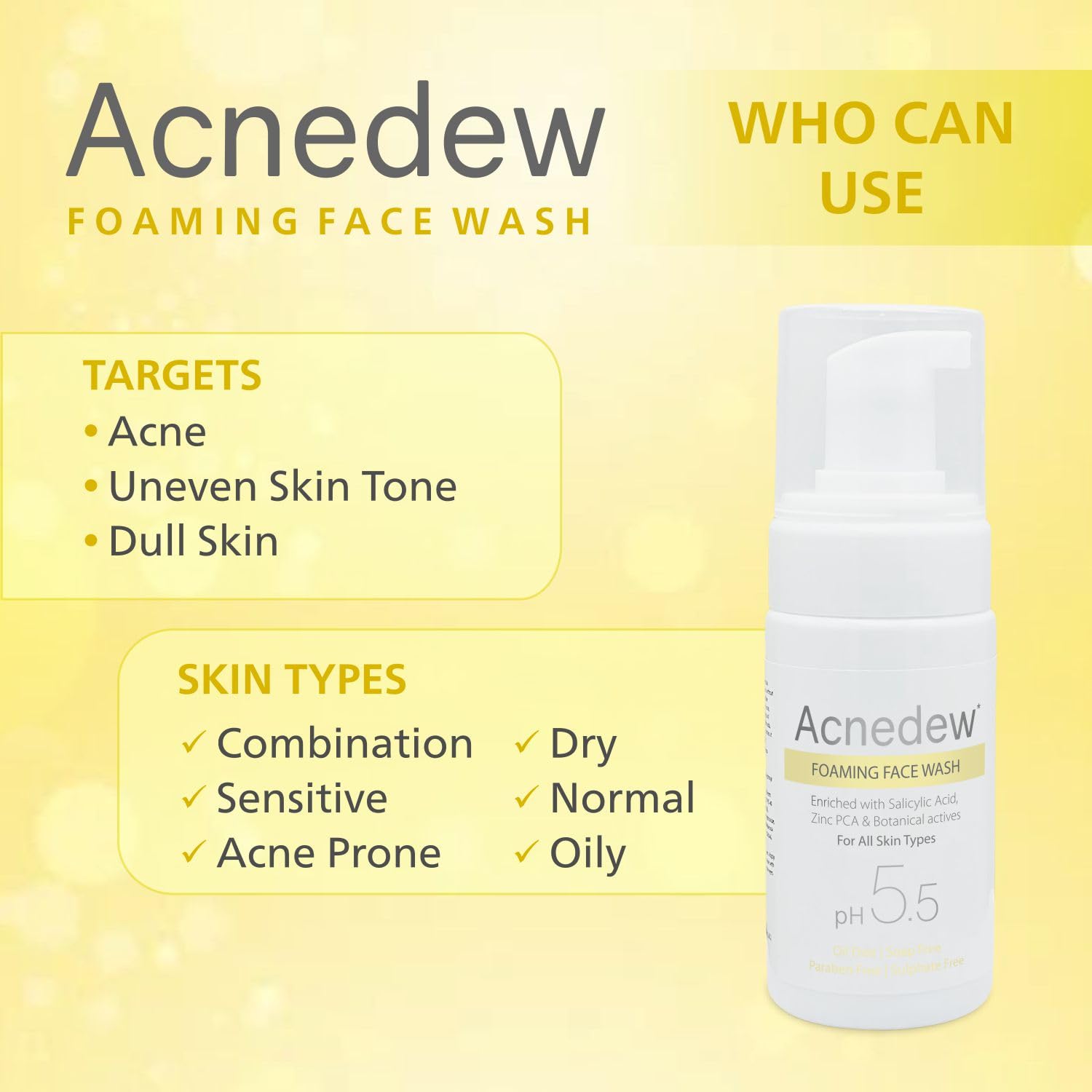 Acnedew Salicylic Acid 1.2% & Tea Tree Oil Foaming Face Wash - Oil Free, Paraben Free & Soap Free Anti Acne Cleanser (100ml, Pack of 2) | Gentle Daily Face Wash for Oily & Acne-Prone Skin | Perfect for Teens & Adults