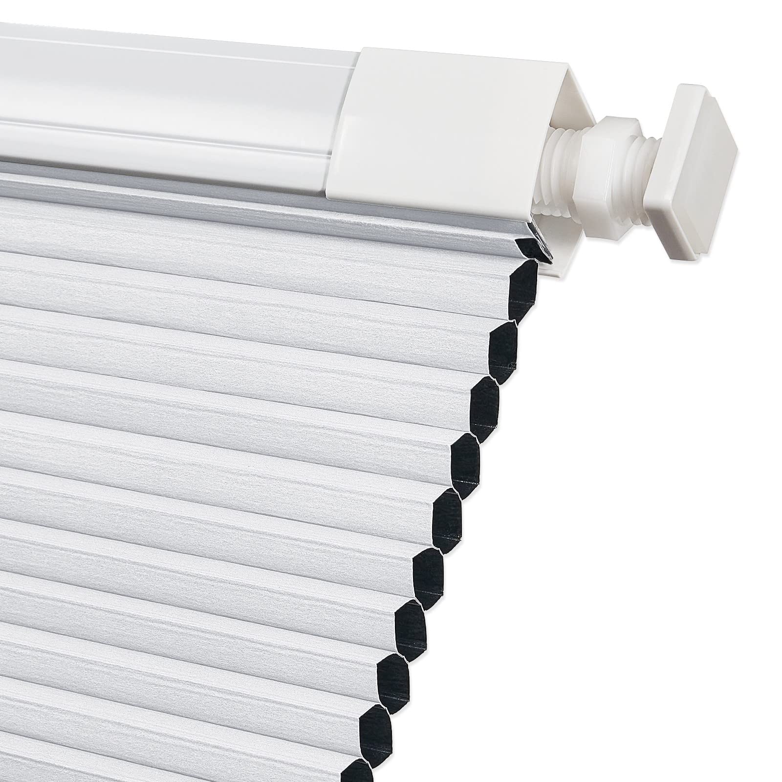 Keego Cordless Cellular Shades - No Drill Honeycomb Blinds for Windows & Doors, Blackout & White Options (32
