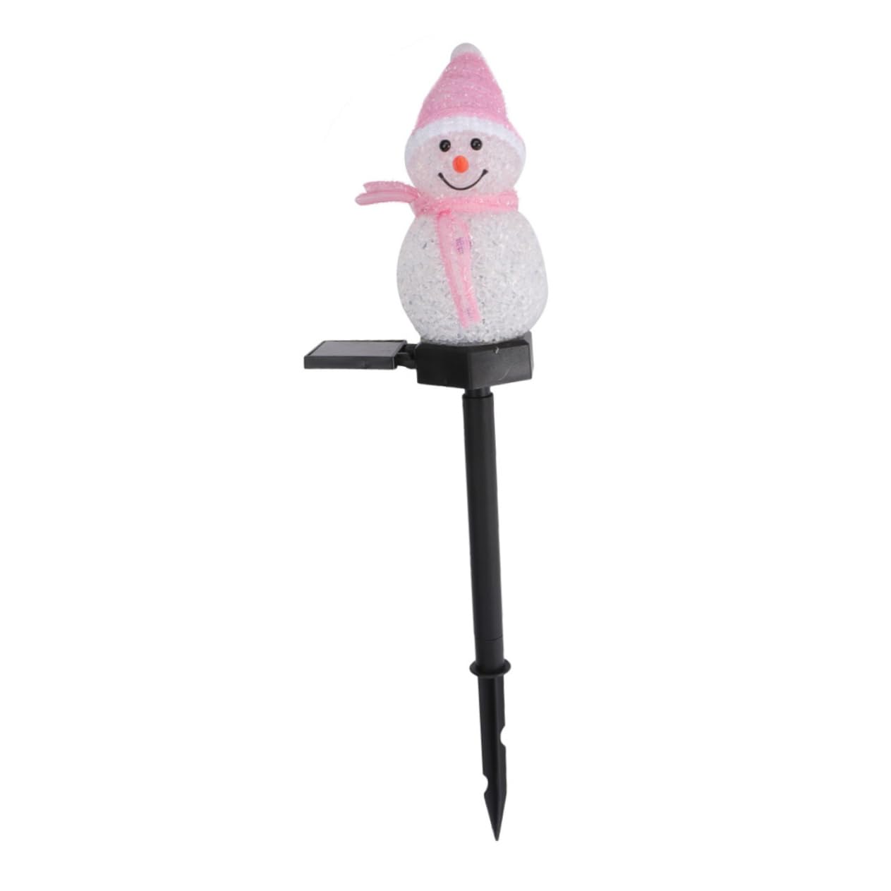 Angoily Solar Christmas Decor - 1pc Outdoor Snowman Pole Lamp with Silica Gel Pink Lights for Winter Garden & Lawn | Solar Powered Waterproof Christmas Ornaments for Holiday Yard, Pathway & Patio Decorations