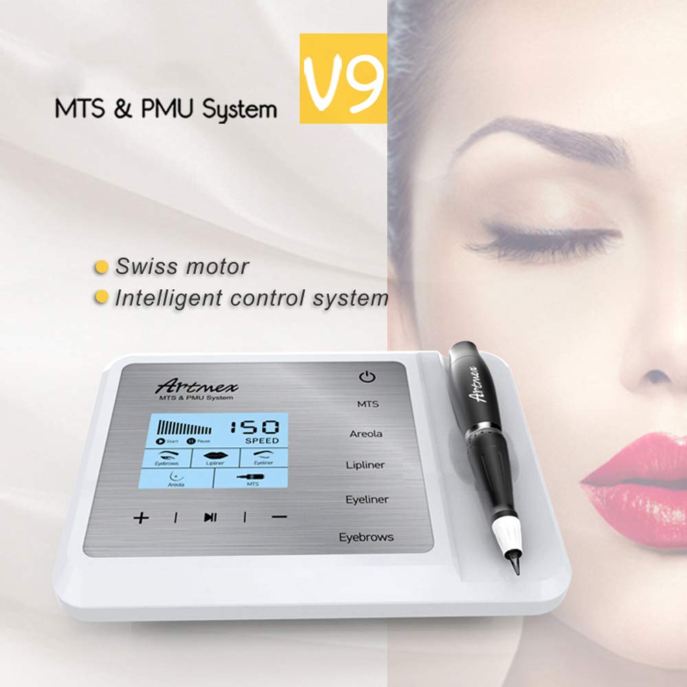 Artmex V9 Permanent Makeup Tattoo Machine - Professional Microblading Pen for Eyebrows, Lips & Eyeliner | MTS Digital Device for Semi-Permanent Cosmetic Tattooing | Perfect for Beauty Salons & Home Use