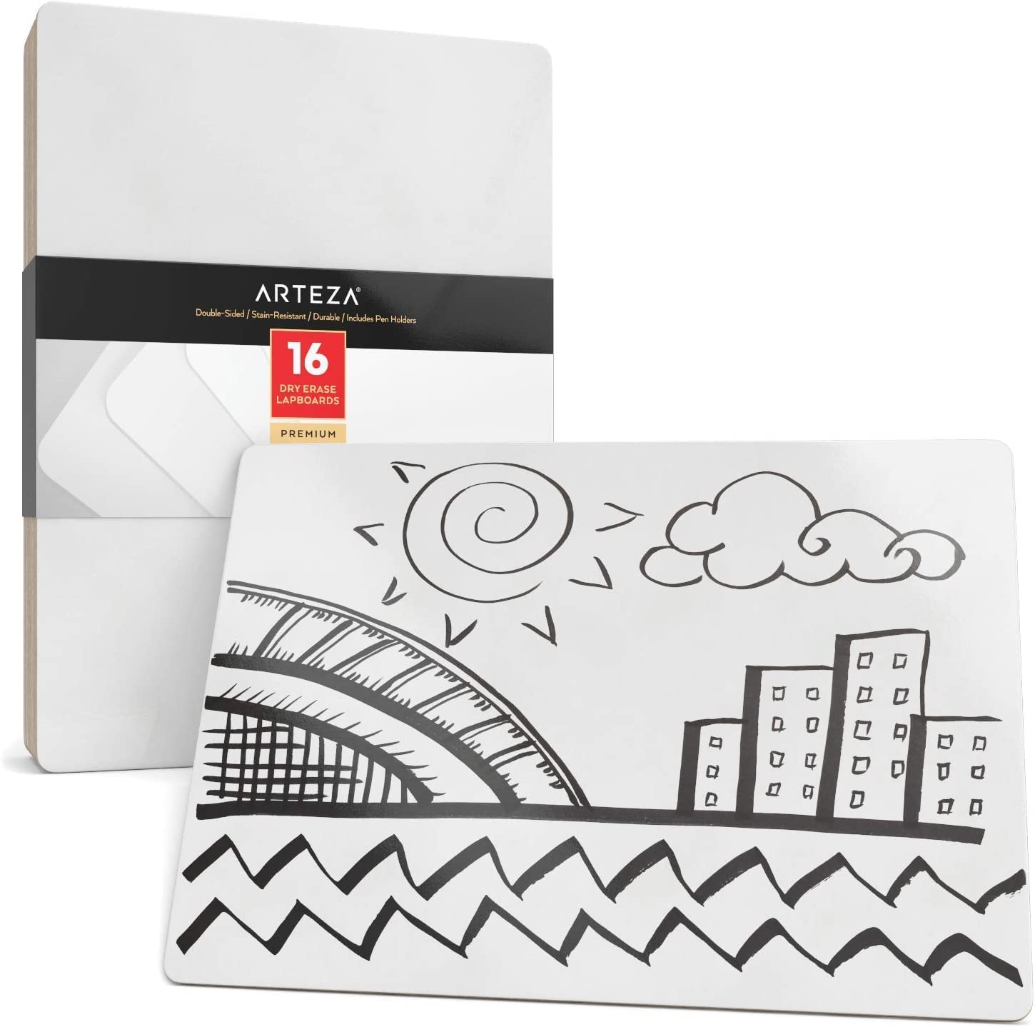 ARTEZA Mini White Boards 16 Pack - 9x12 Inch Double Sided Dry Erase Lapboards for Classroom, Office & Home - Perfect for Students, Teachers & Professionals - Ideal for Notes, Presentations & Brainstorming