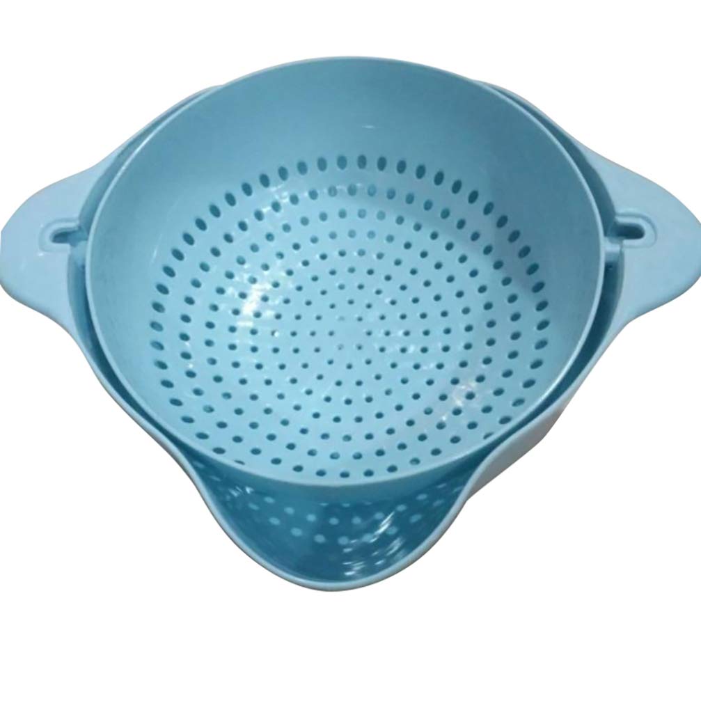 Blue Silicone Colander Strainer Bowl - Swivel Drainer for Washing Veggies, Pasta, and Fruits | Durable Plastic Kitchen Strainer for Noodles, Salad, and Fresh Produce | Perfect for Cooking, Meal Prep, and Healthy Eating