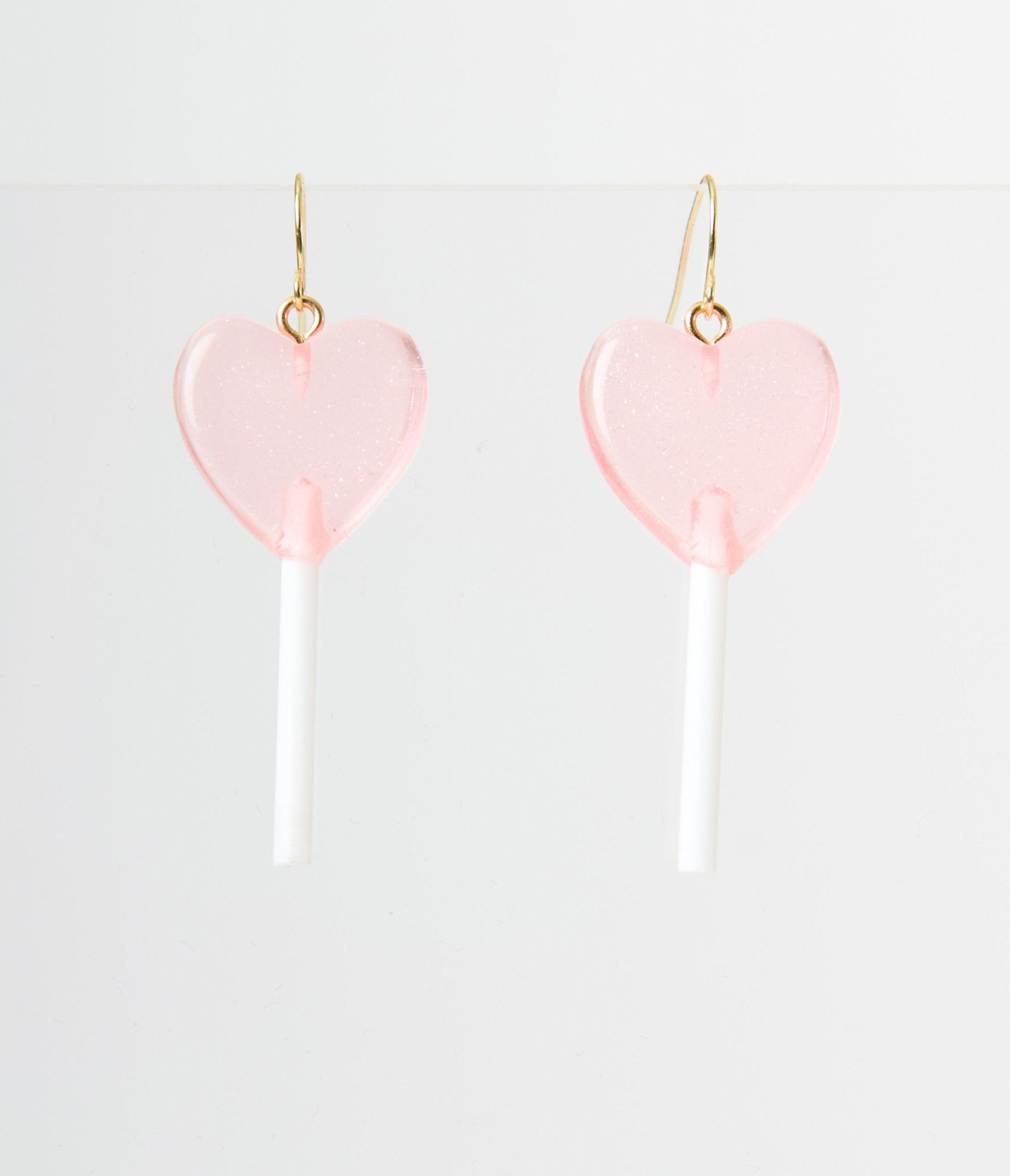 Sparkling Pink Heart Lollipop Dangle Earrings for Women - Valentine's Day Gift, Party Accessories, Sweet 16 Birthday, Prom Jewelry (Fashion Statement for Date Night & Girls Night Out)