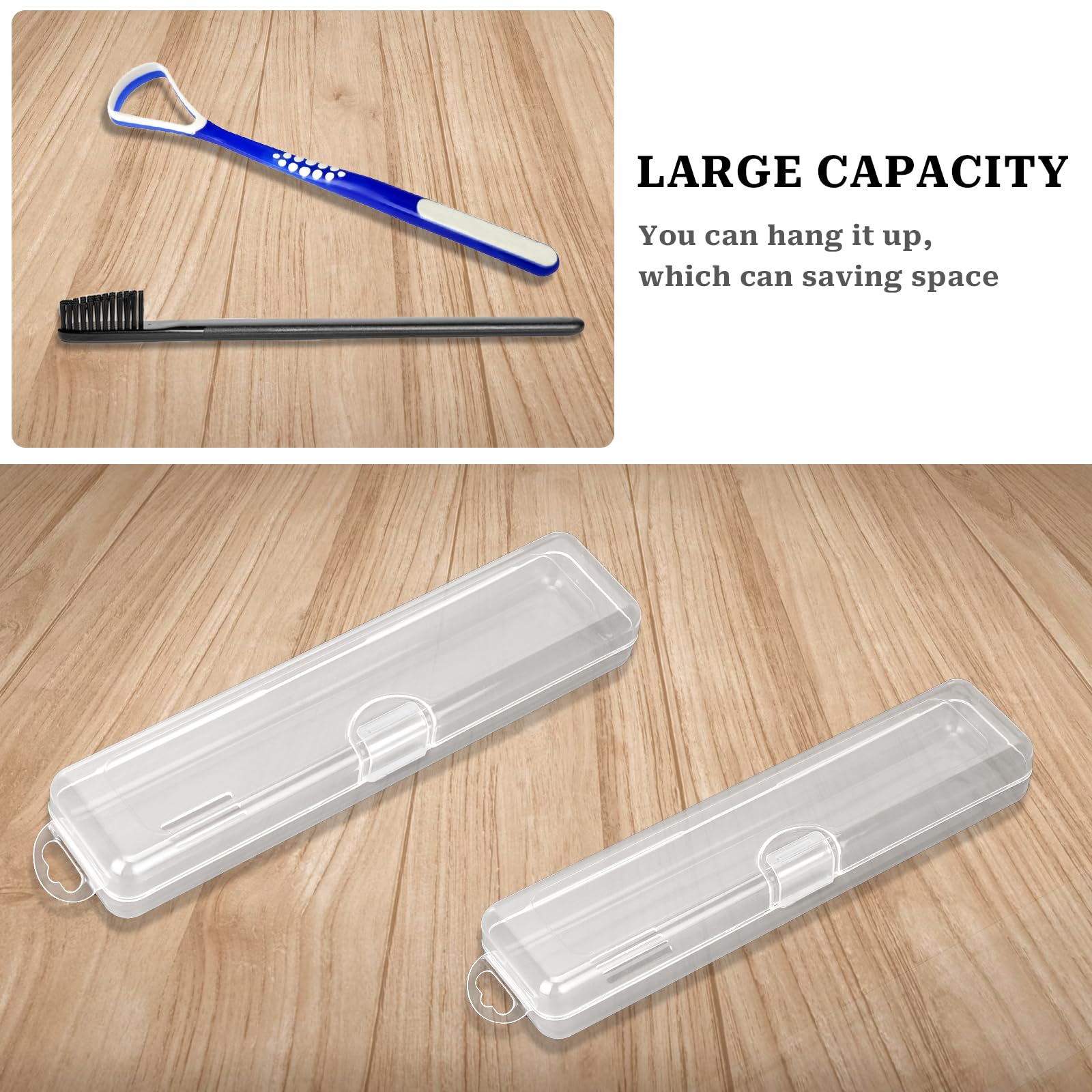 2Pcs Tongue Scraper Case with Travel Toothbrush Holder - Transparent Plastic Tongue Cleaner Storage Box for Oral Hygiene | Perfect for Travel, Gym & Daily Use