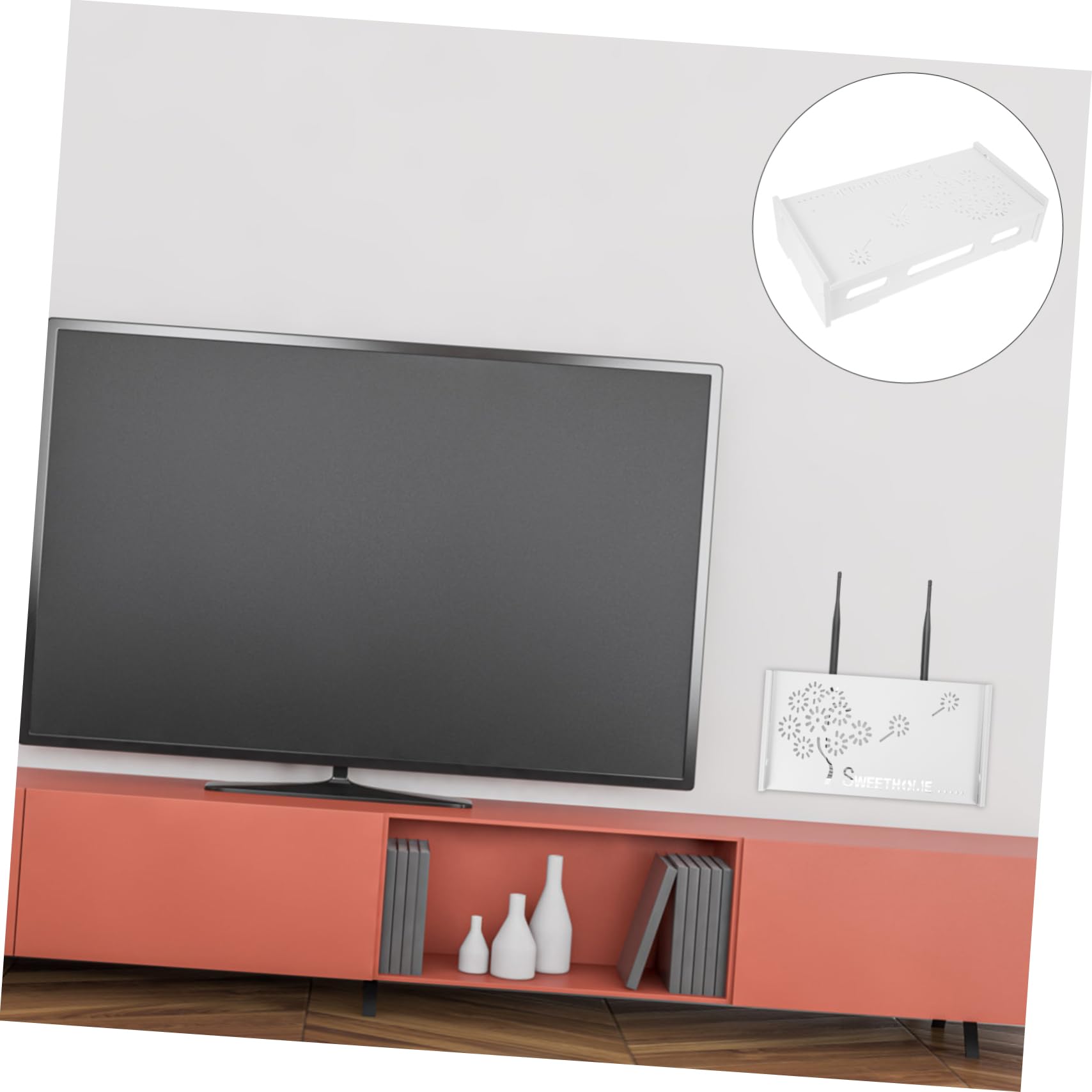 Musisaly Punch Router Mount Box - White Storage Organizer for Routers | Perfect for Bedroom, Living Room & Office Organization