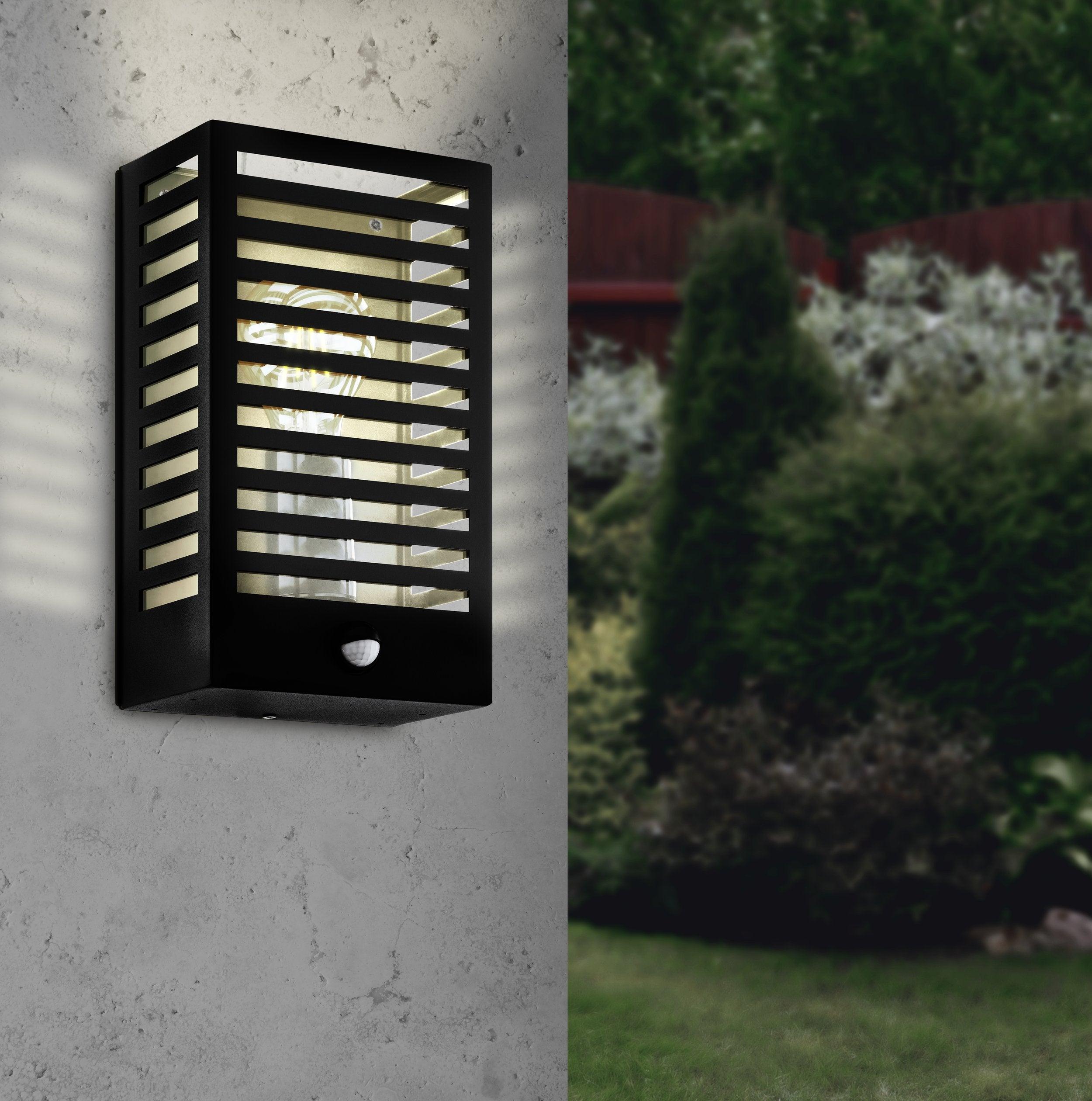 Eglo Alamonte 3 Black PIR Motion Sensor Outdoor Wall Light - Weatherproof IP44 - Perfect for Porch, Garage & Garden Security Lighting
