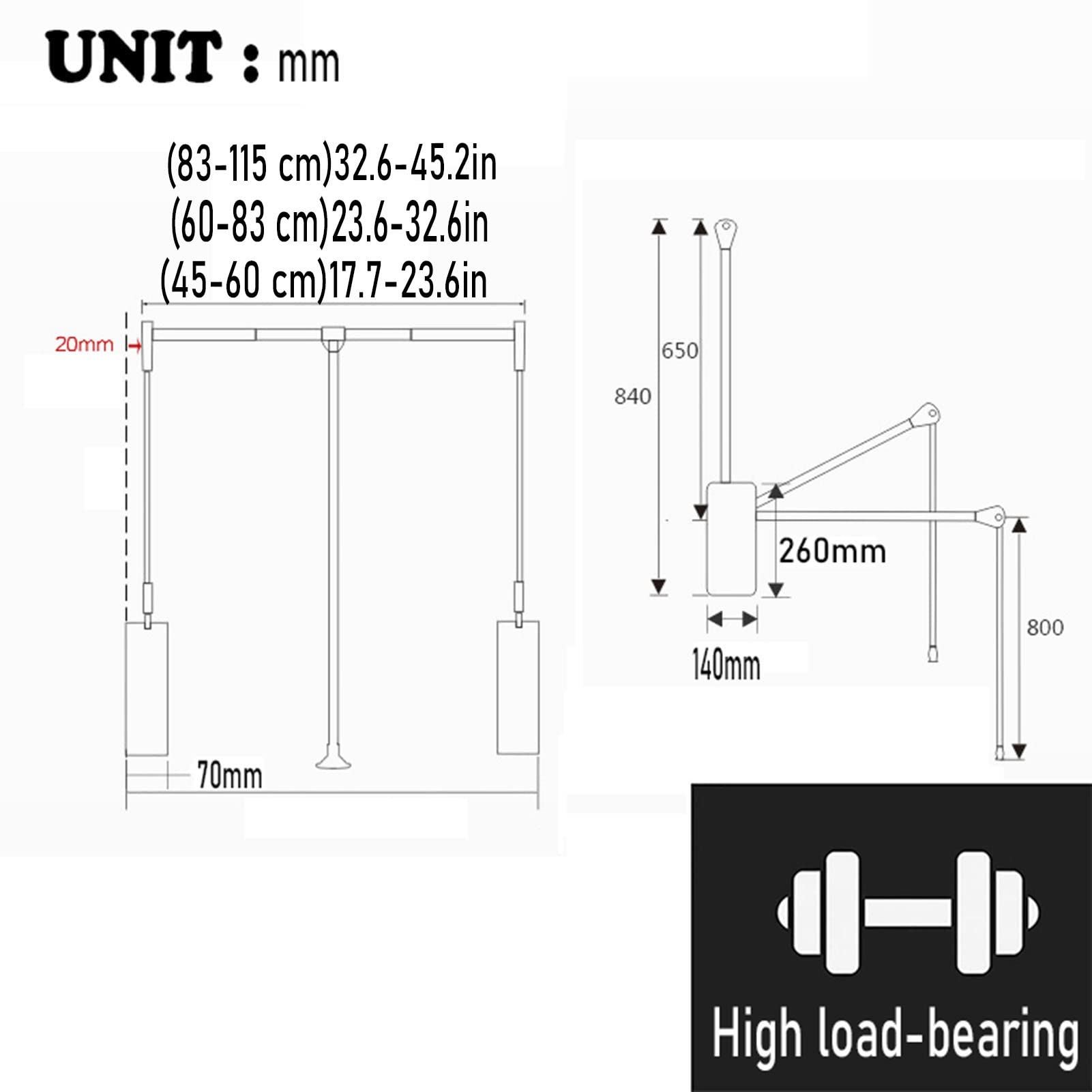 Adjustable Pull Down Closet Rod - Space Saving Clothes Hanger Rail for Cabinets & Wardrobes | Soft Return Clothing Rack for Bedroom, Closet Organization & Small Spaces