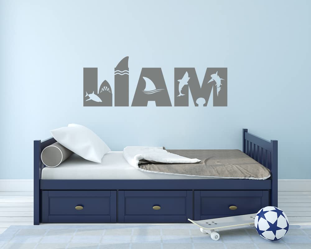 Custom Shark Name Vinyl Wall Decal Sticker - Ocean Themed Nursery & Kids Bedroom Decor for Boys and Girls - Perfect for Baby Rooms, Playrooms & Children's Spaces