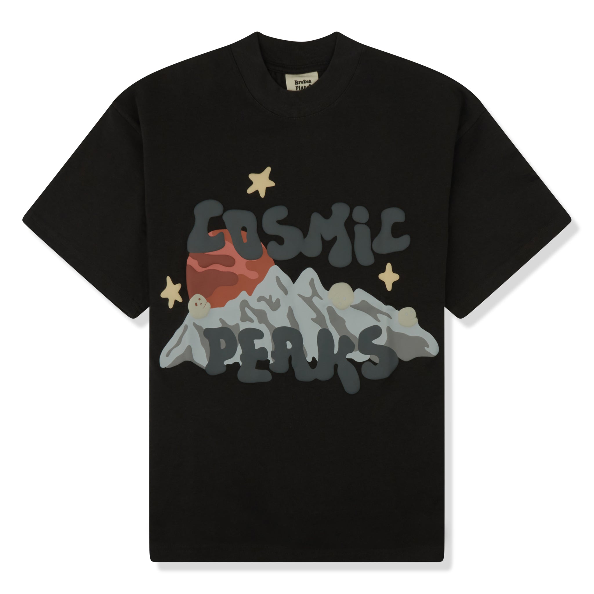 Broken Planet Cosmic Peaks Soot Black T-Shirt for Men | Trendy Graphic Tee | Streetwear Fashion | Perfect for Casual Wear, Concerts & Outdoor Activities
