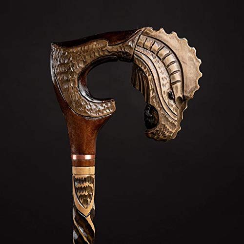 Handcrafted Lizard Carved Wooden Walking Cane - Steampunk Style Unisex Cane for Men & Women - Perfect for Cosplay, Costume Parties, and Fashion Accessories