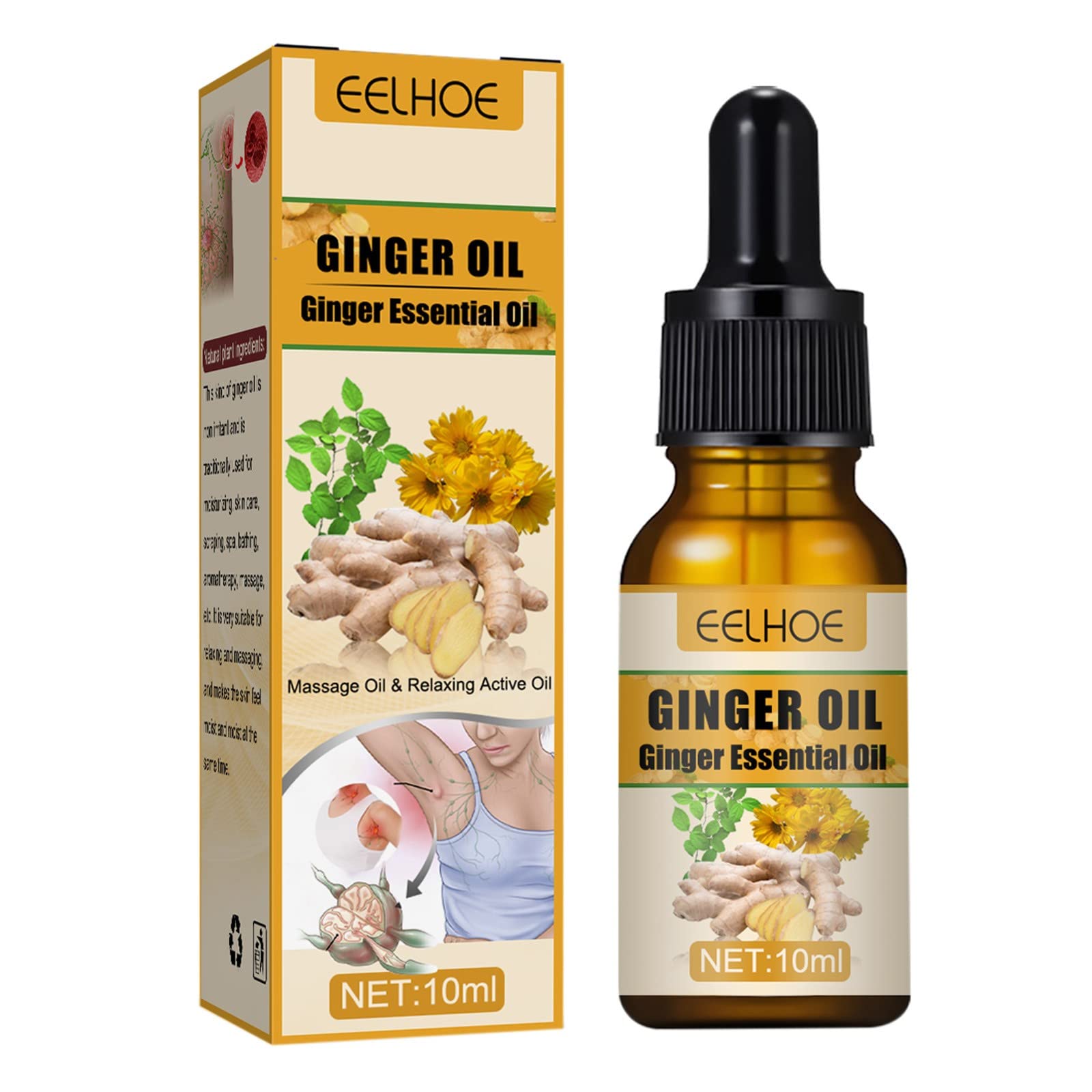 Natural Arnica Massage Oil for Body & Abdominal Drainage - 10ml Green Tea Infused Warm Massage Oil for Relaxation & Pain Relief - Perfect for Spa, Home Use & Professional Therapists