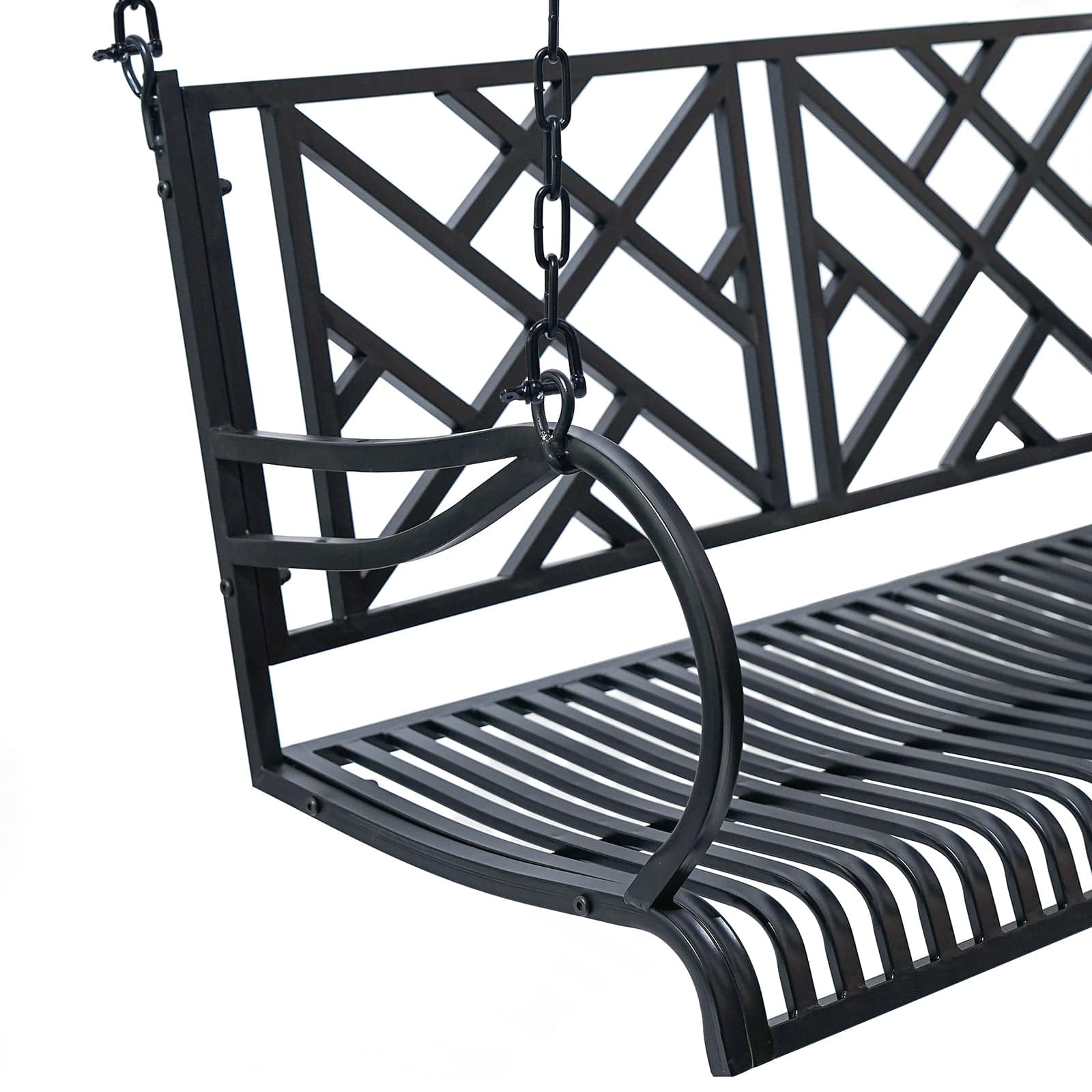Relaxing Outdoor Metal Porch Swing - Heavy Duty Logan Style Hanging Bench for Garden, Patio & Backyard - Perfect for Lounging, Reading & Enjoying Nature