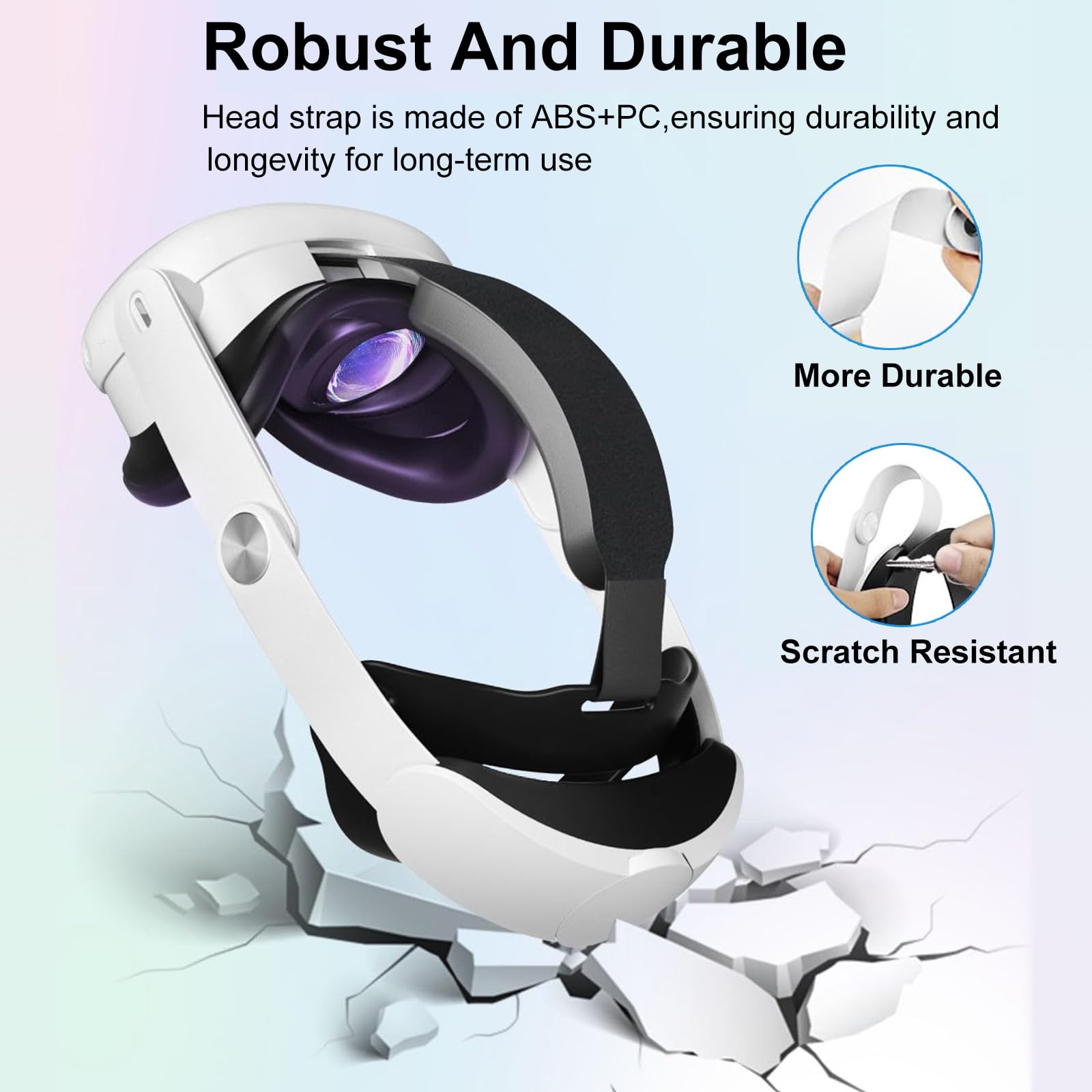 KYYOKE Adjustable Comfortable Elite Strap for Oculus Quest 3 & Meta Quest 3 Accessories - Lightweight VR Headset Replacement Headband with Enhanced Stability - Perfect for Gaming, Virtual Reality Experiences & Extended Play Sessions