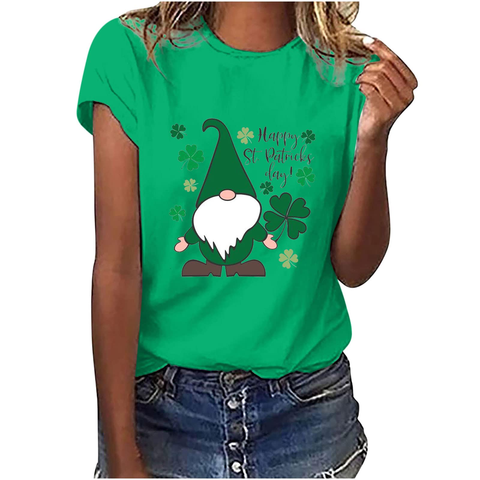 Women's Workout Shirts - Comfortable Crewneck St. Patrick's Day Print T-Shirts | Gym, Yoga & Casual Wear | Fashionable Female Blouses & Tops for Fitness & Everyday Use