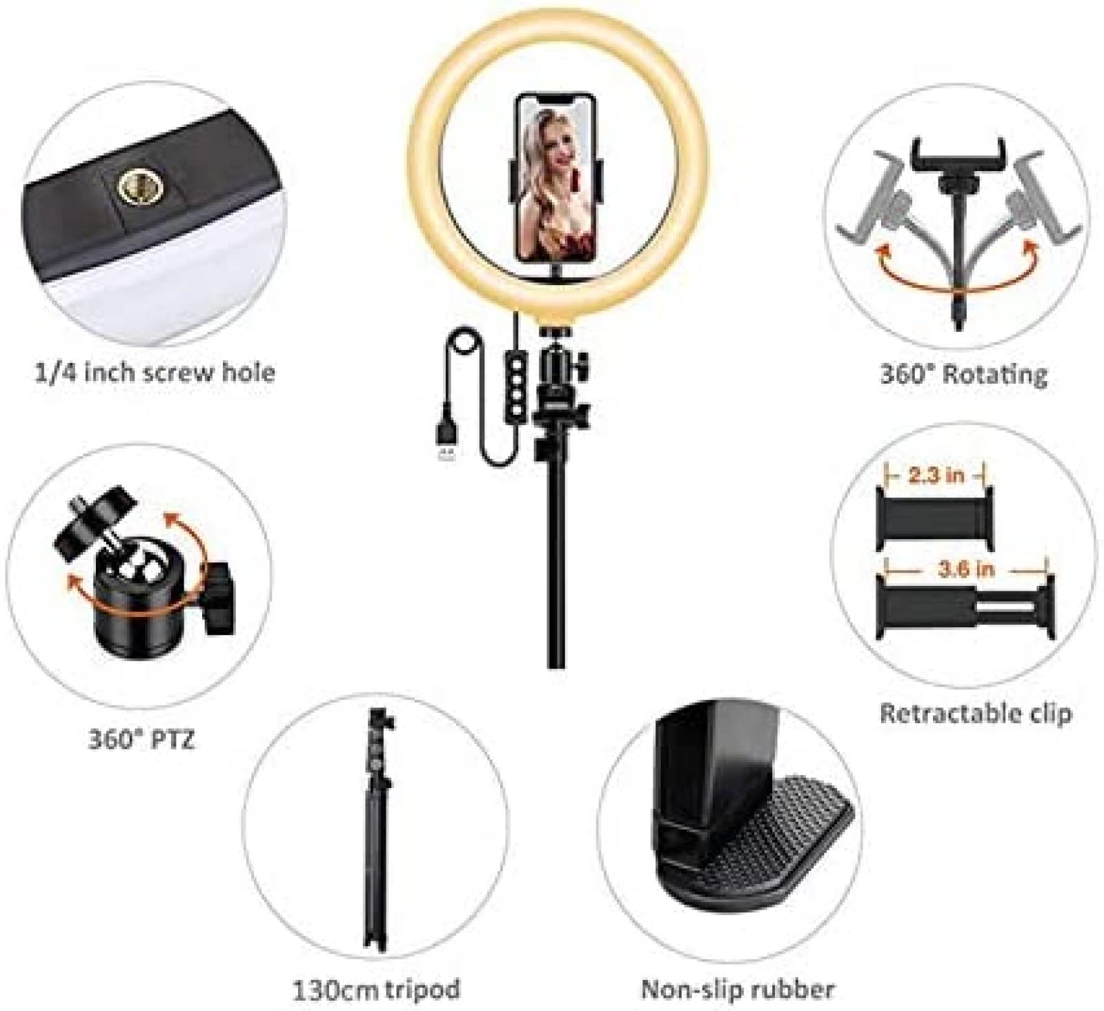 KRASS 12 Inch Selfie Ring Light with Tripod Stand & Phone Holder - Dimmable LED Ring Light with 3 Color Modes & 10 Brightness Levels - Perfect for YouTube Videos, TikTok Live Streaming, Vlogging, Makeup, Photography & Content Creation