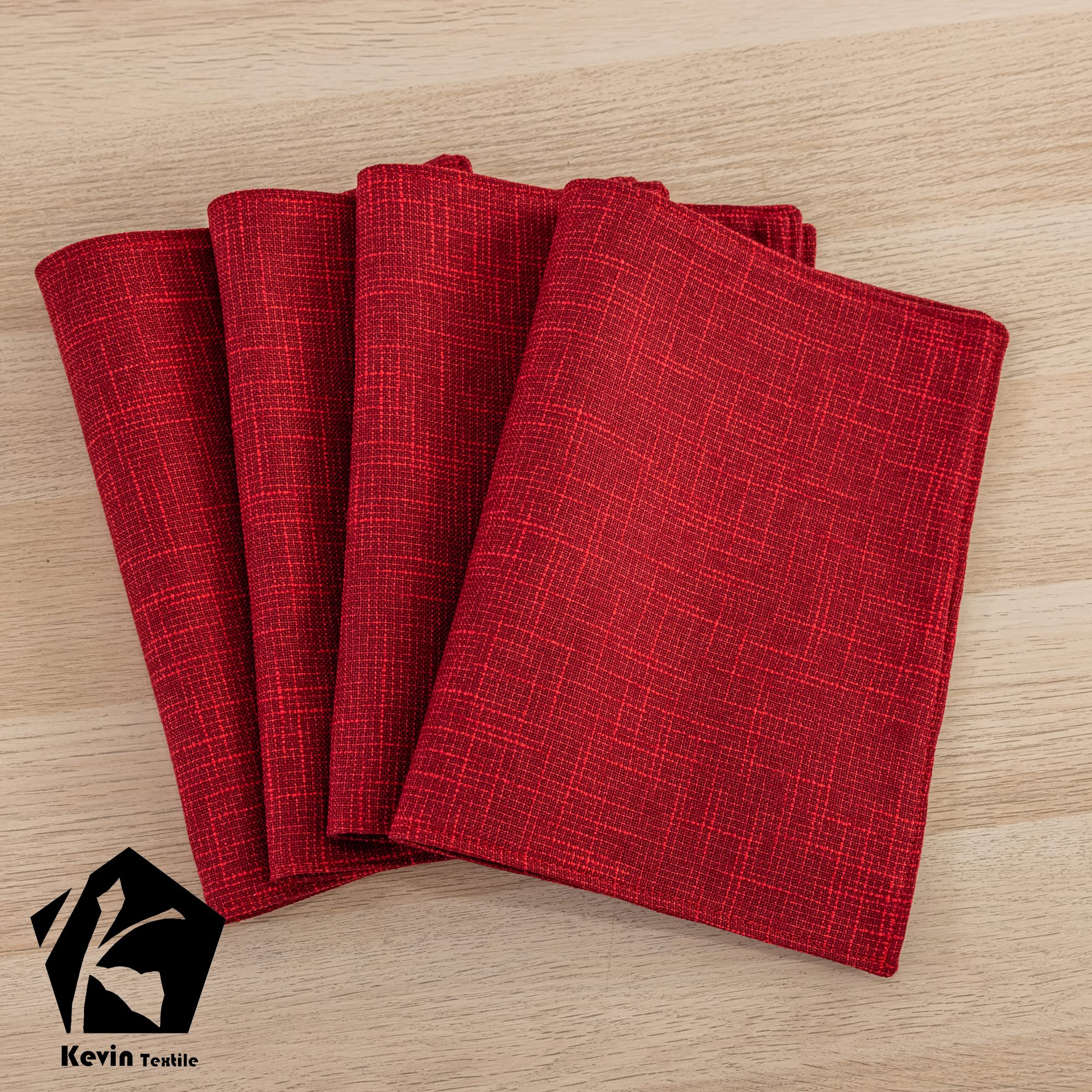 Kevin Textile 4-Piece Burlap Linen Placemats Set - Heat Resistant, Washable Dining Table Mats (13x19 Inches, Burgundy) for Valentine's Day, Kitchen & Holiday Decor
