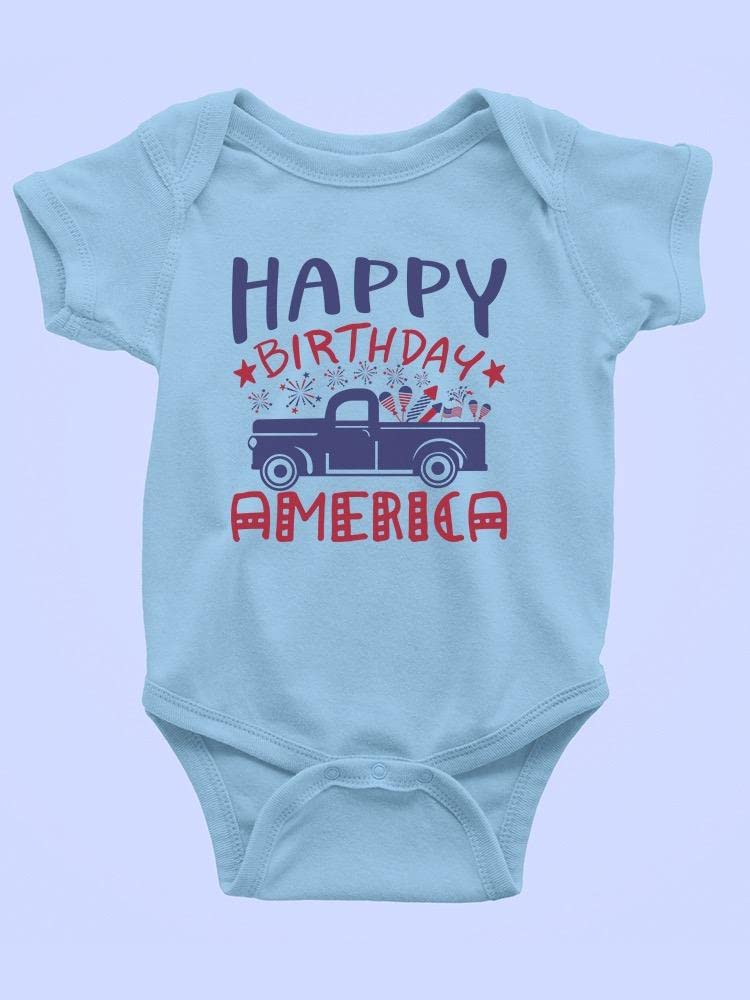Smartprints Happy Birthday America! Baby Bodysuit - Patriotic Outfit for 4th of July, Memorial Day & Independence Day Celebrations