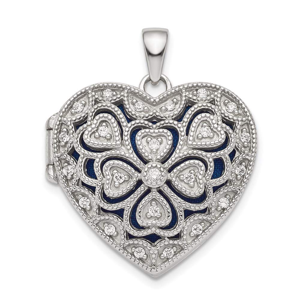 Ryan Jonathan Sterling Silver Heart Locket Necklace with Cubic Zirconia - Elegant Jewelry Gift for Women, Perfect for Valentine's Day, Anniversary & Special Occasions