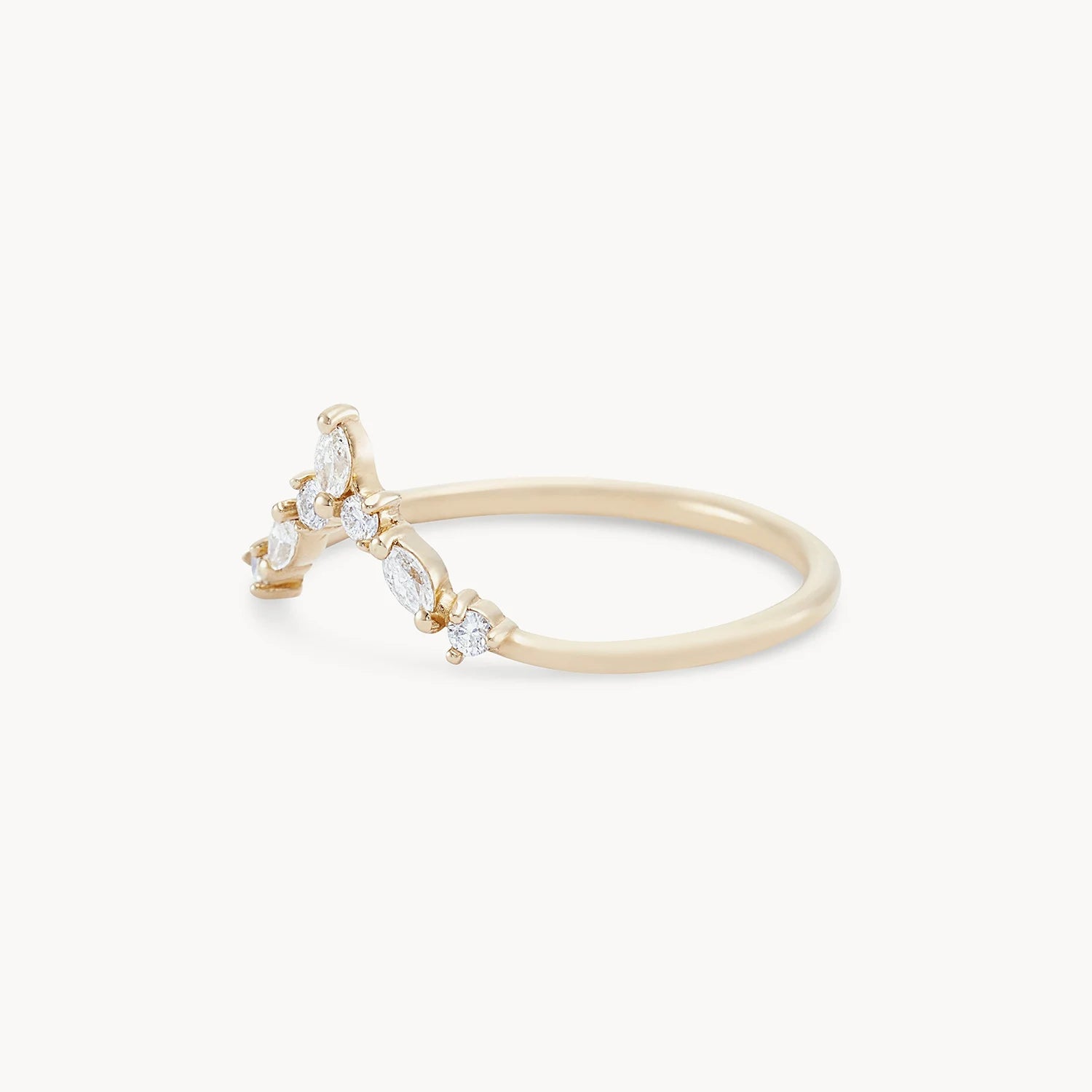 14K Yellow Gold Moonbow Ring with White Diamonds - Elegant Jewelry for Women, Perfect for Weddings, Anniversaries & Special Occasions