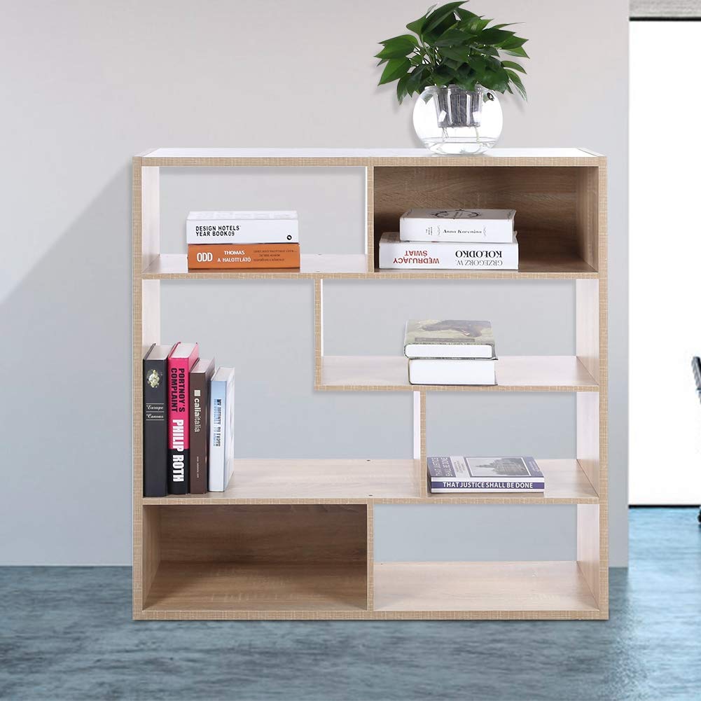Emoshayoga 7-Cube Storage Organizer Shelf - Wooden Bookcase for Living Room, Study, Office & Bedroom - Perfect for Books, Toys, Decor & Home Organization
