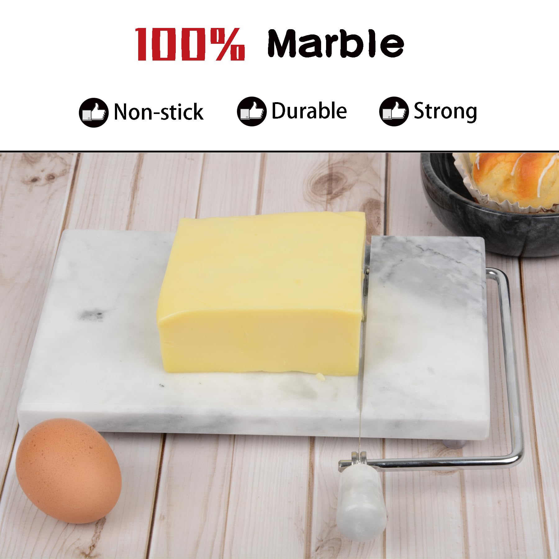 Premium Marble Cheese Slicer Board - 6