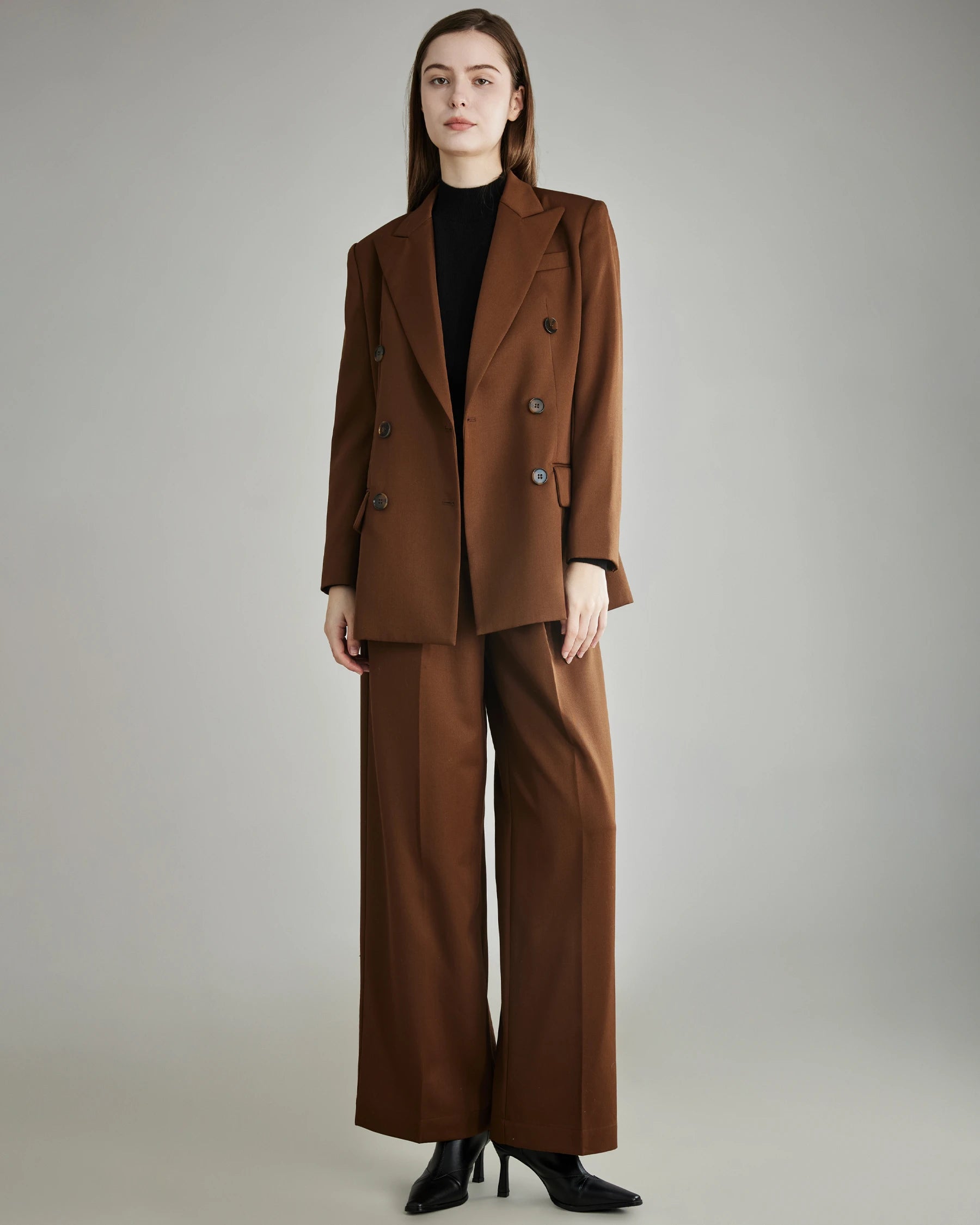 Women's High Waist Pleated Wool Wide Leg Pants - Comfortable & Stylish Winter Trousers for Office, Travel & Casual Wear
