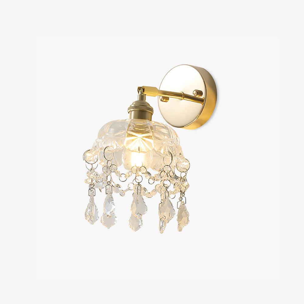 French Crystal Tassel Wall Light - Elegant Vintage Sconce with Glass Prisms for Bedroom, Living Room & Hallway Decor