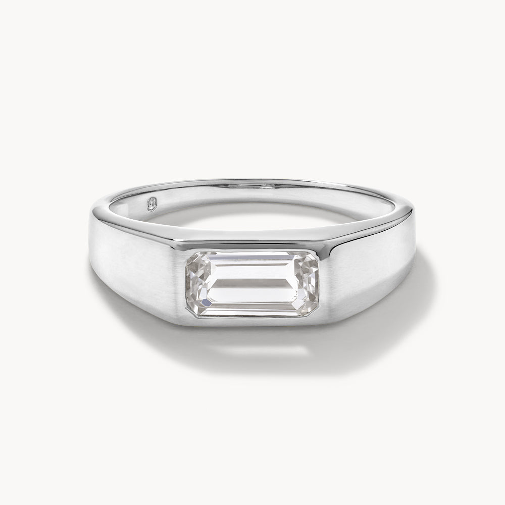 White Topaz Silver Signet Pinky Ring for Women - Elegant Jewelry Gift for Birthday, Anniversary & Special Occasions