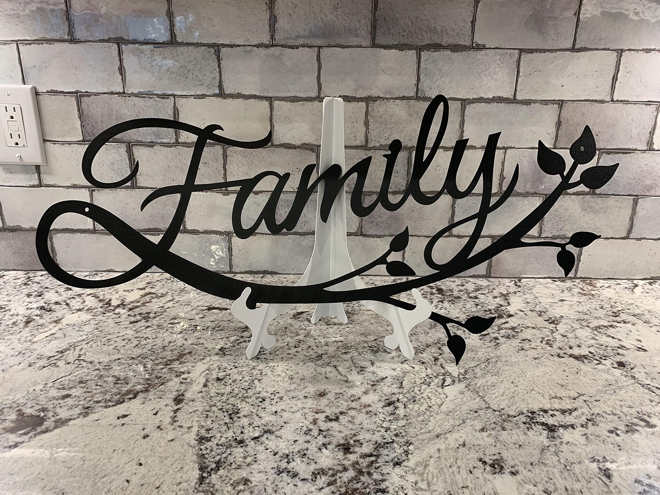 Riverside Designs Family Cursive Word Metal Wall Sign - Heavy Duty Home Decor for Living Room, Bedroom & Office - Made in USA - Black 36 Inch - Perfect for Farmhouse, Rustic & Modern Interior Design